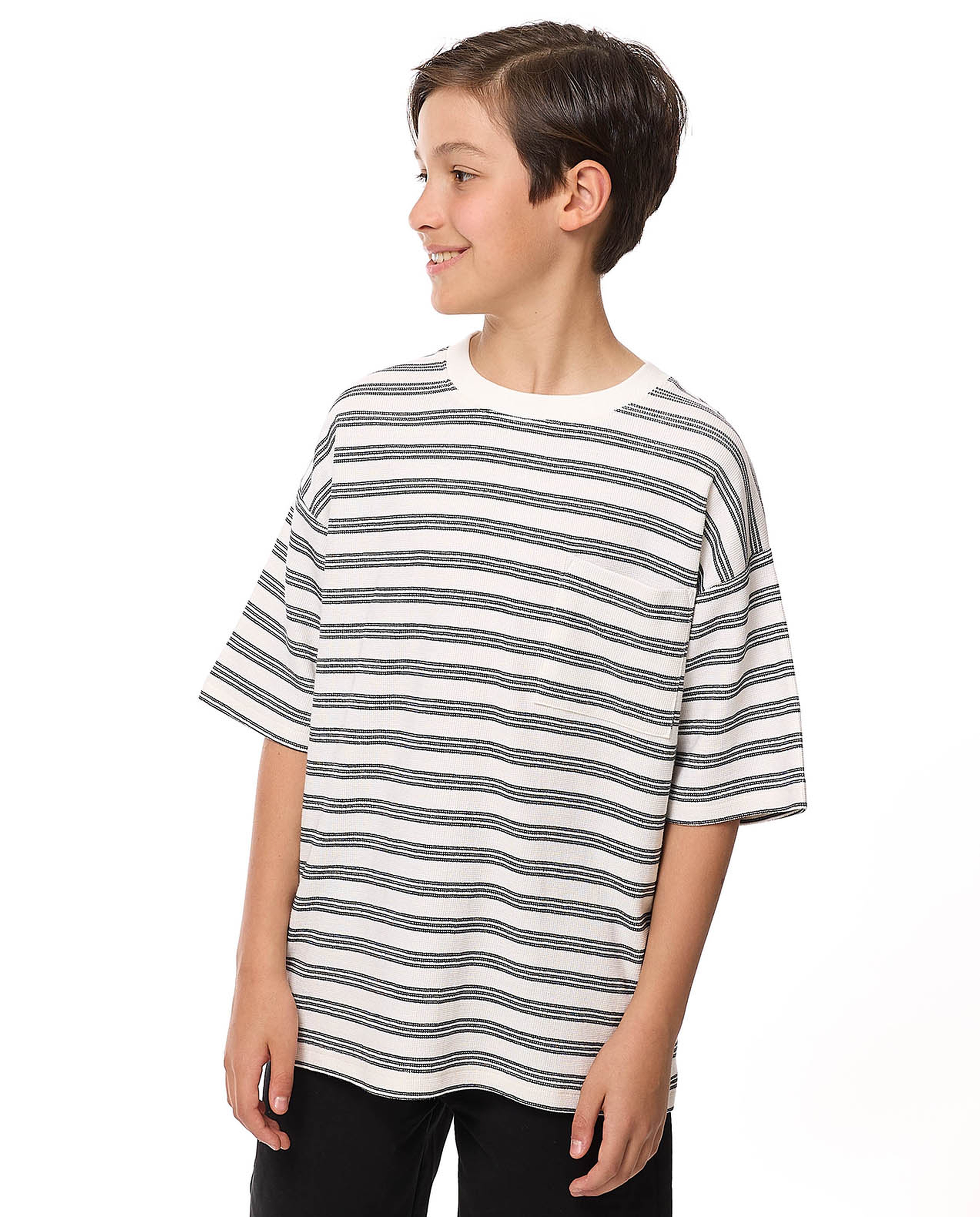Striped T-Shirt with Crew Neck and Short Sleeves