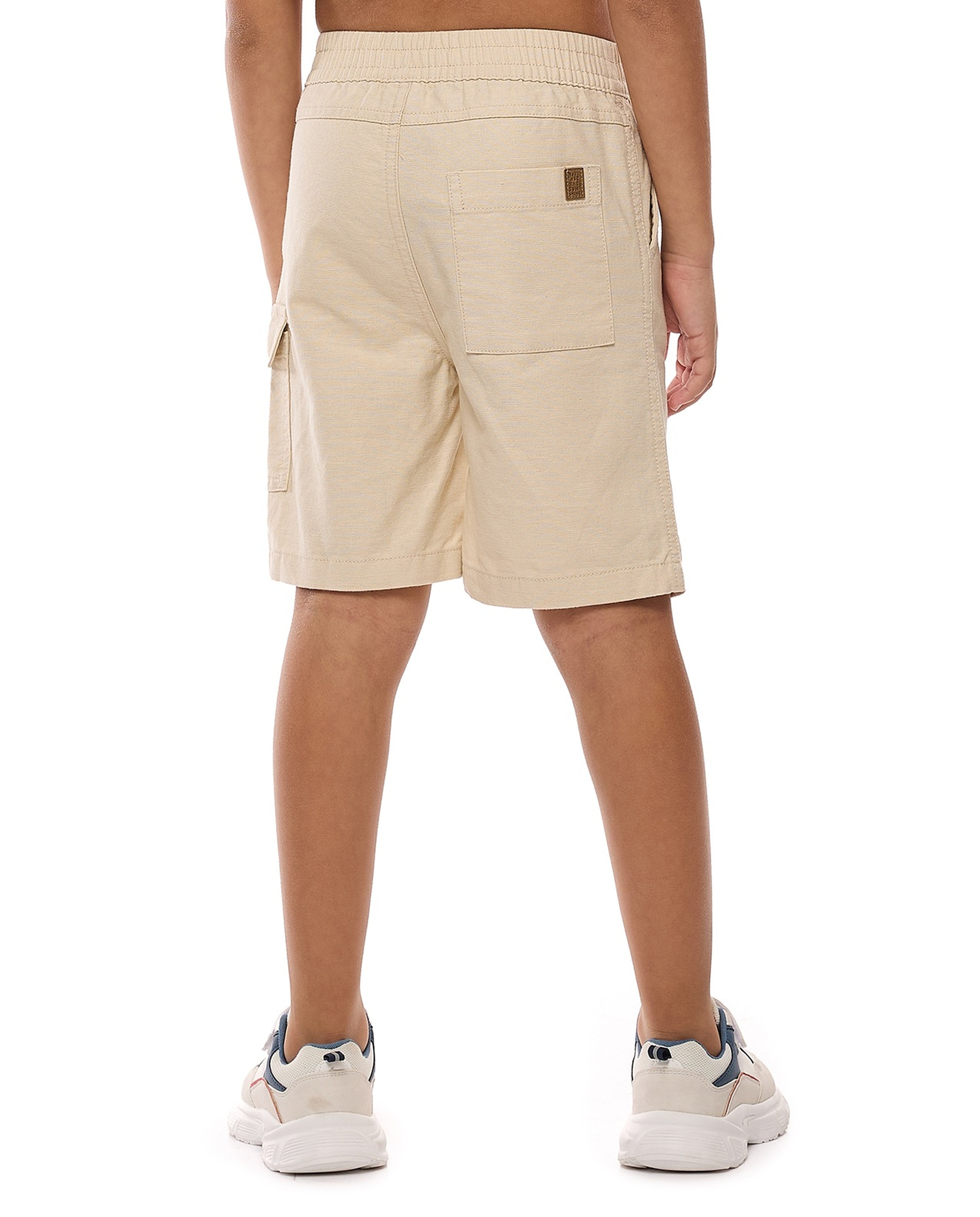 Solid Cargo Shorts with Button Closure