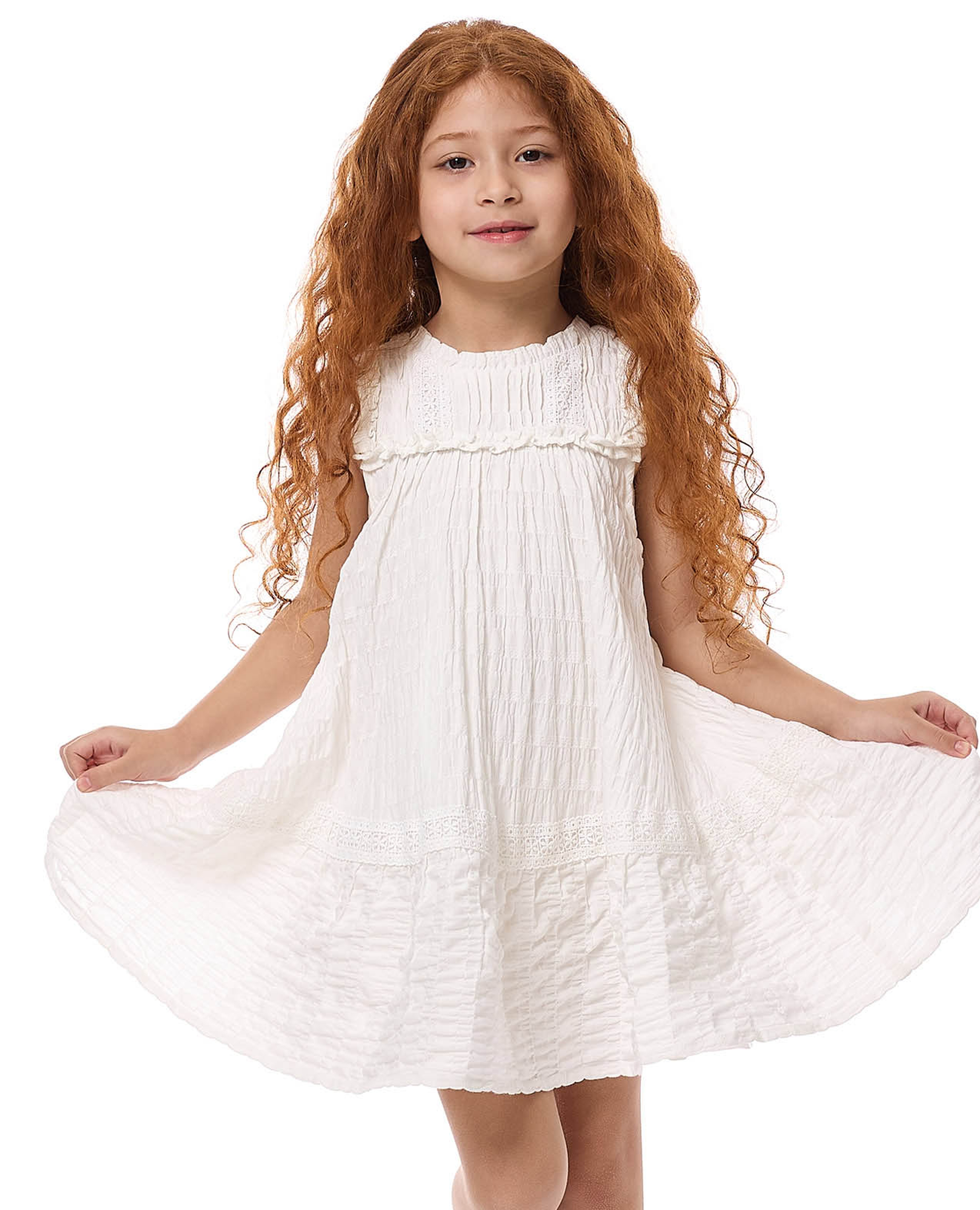 فستان A-بقصة مزمومة بلا أكمام وياقة مستديرة