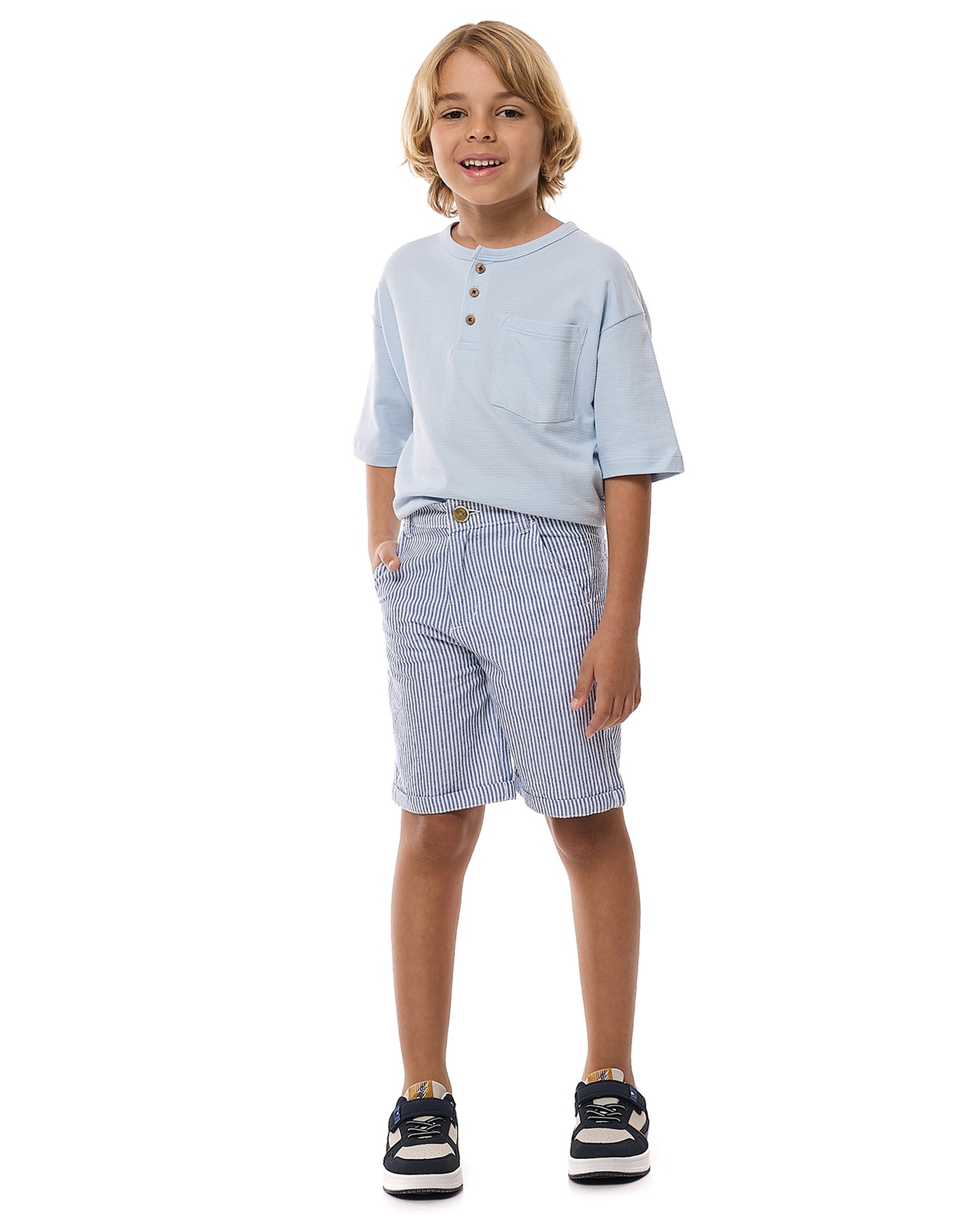 Striped Shorts with Button Closure