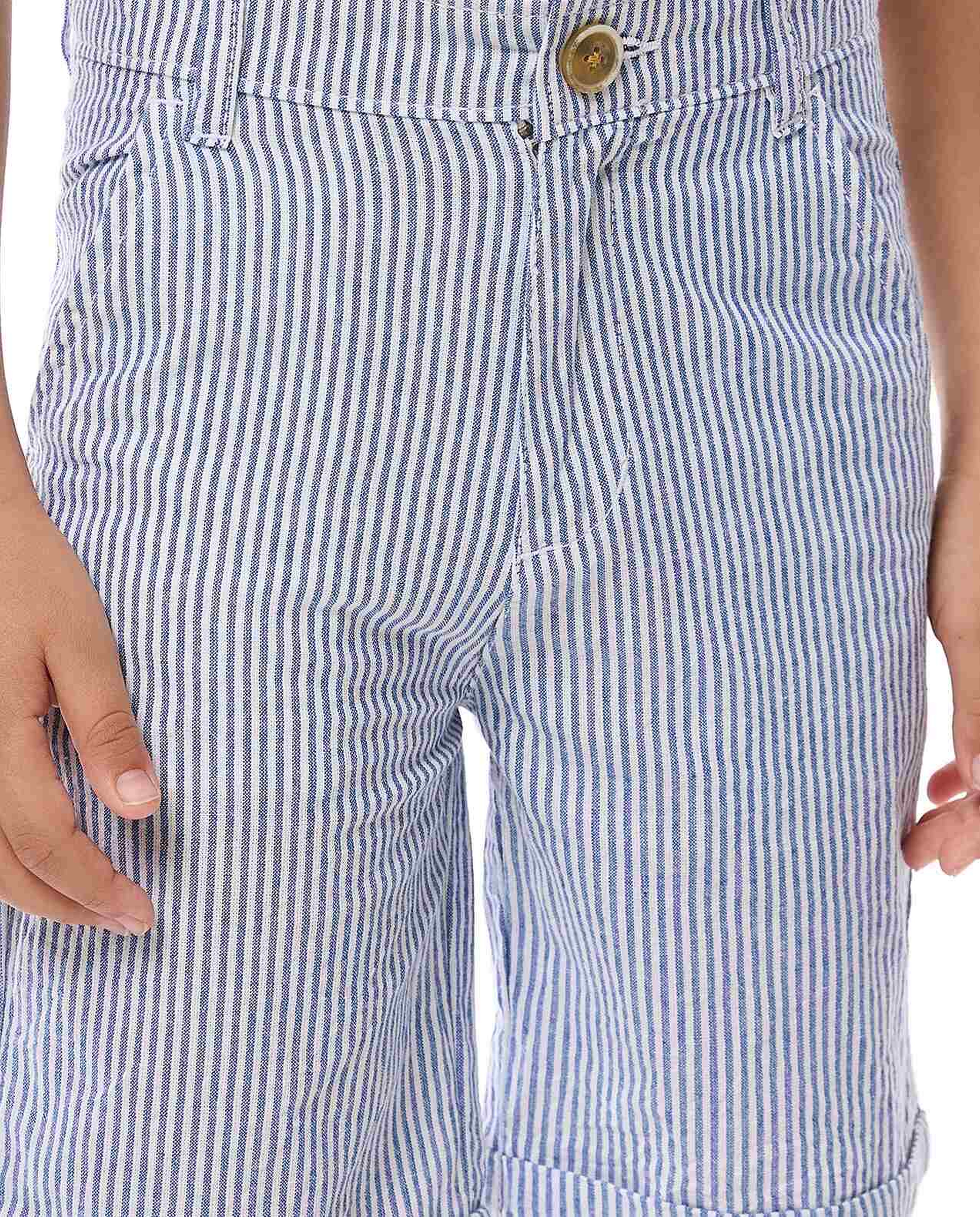 Striped Shorts with Button Closure