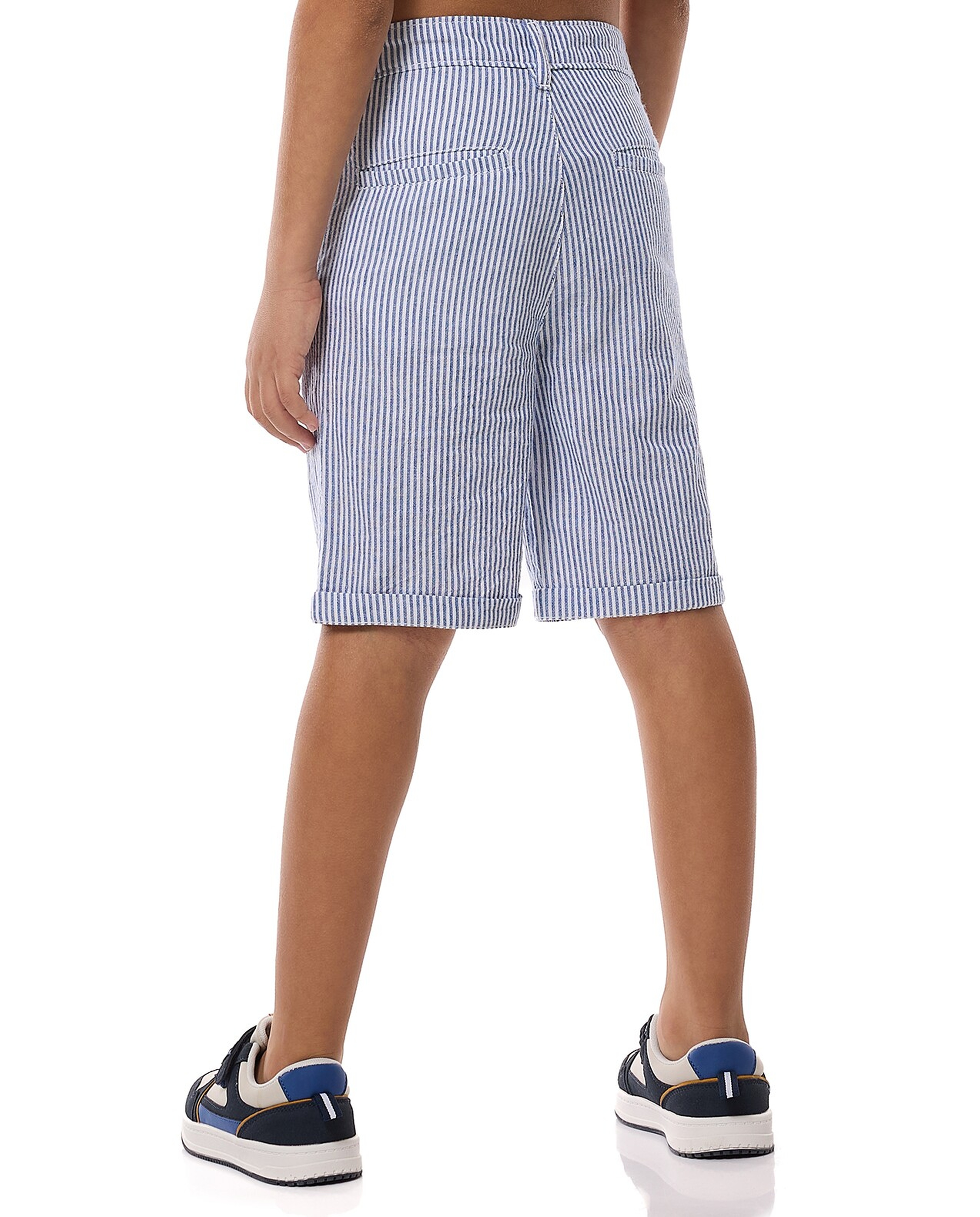 Striped Shorts with Button Closure