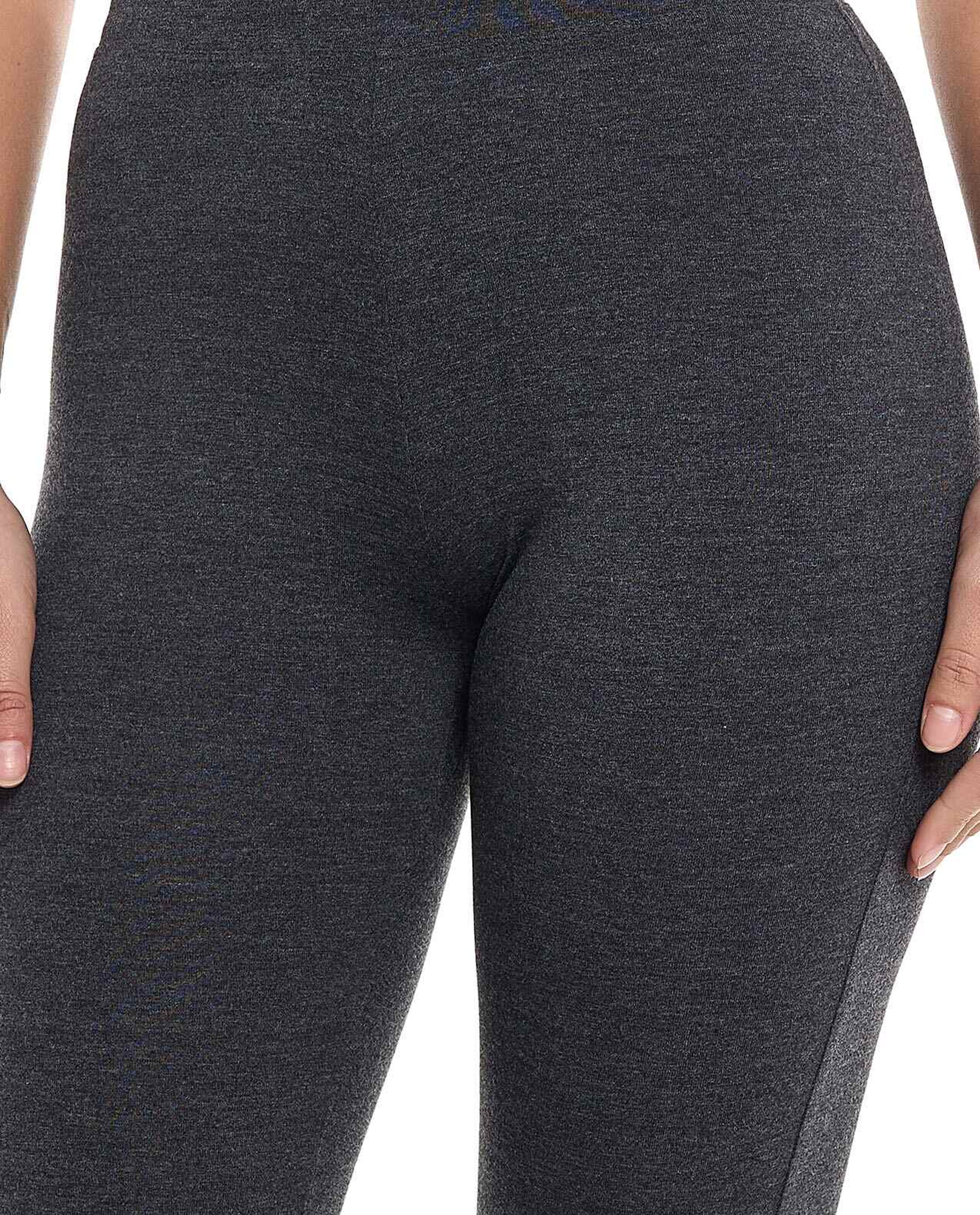 Solid 3/4 Leggings with Elastic Waist