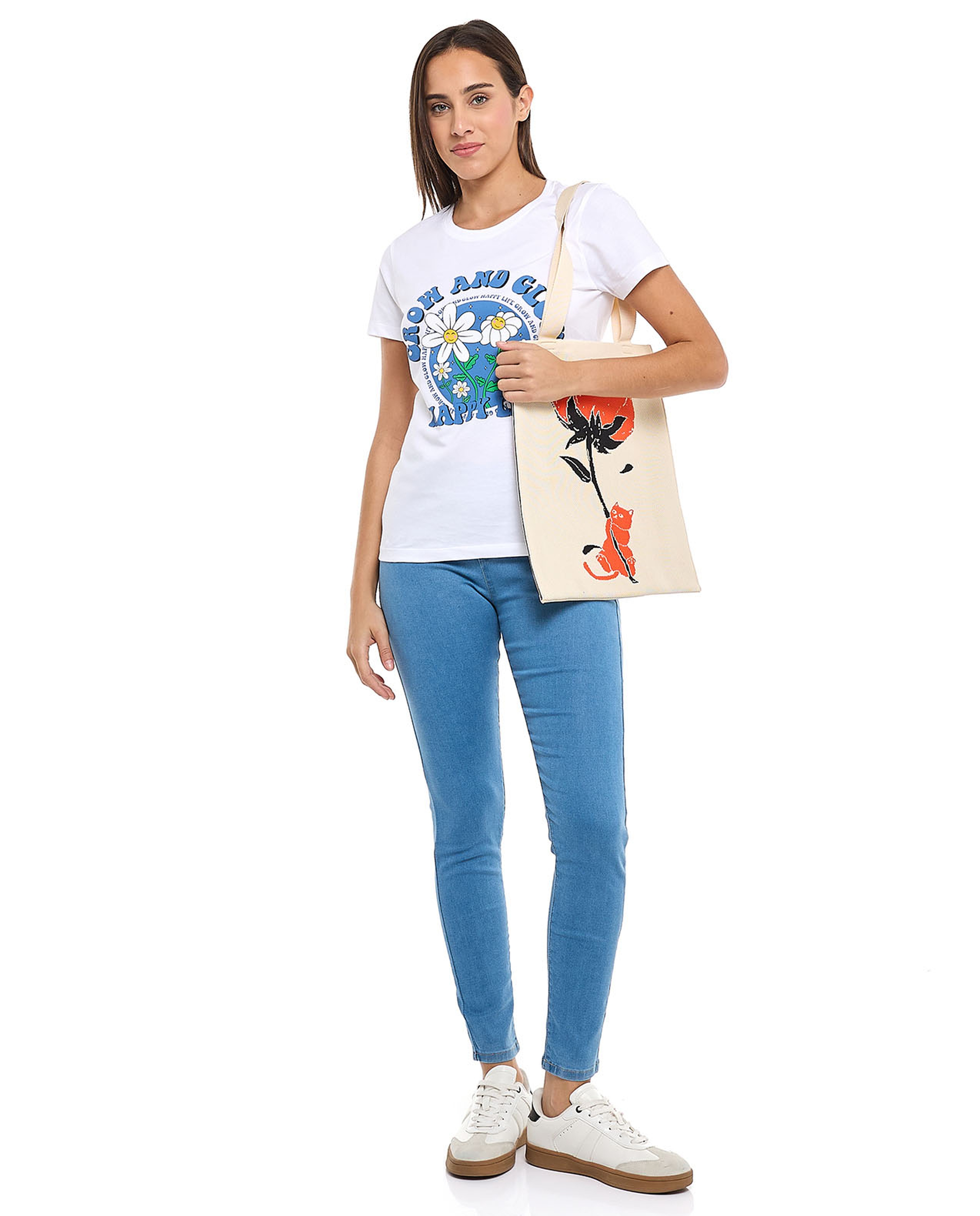 Printed T-Shirt with Crew Neck and Short Sleeves