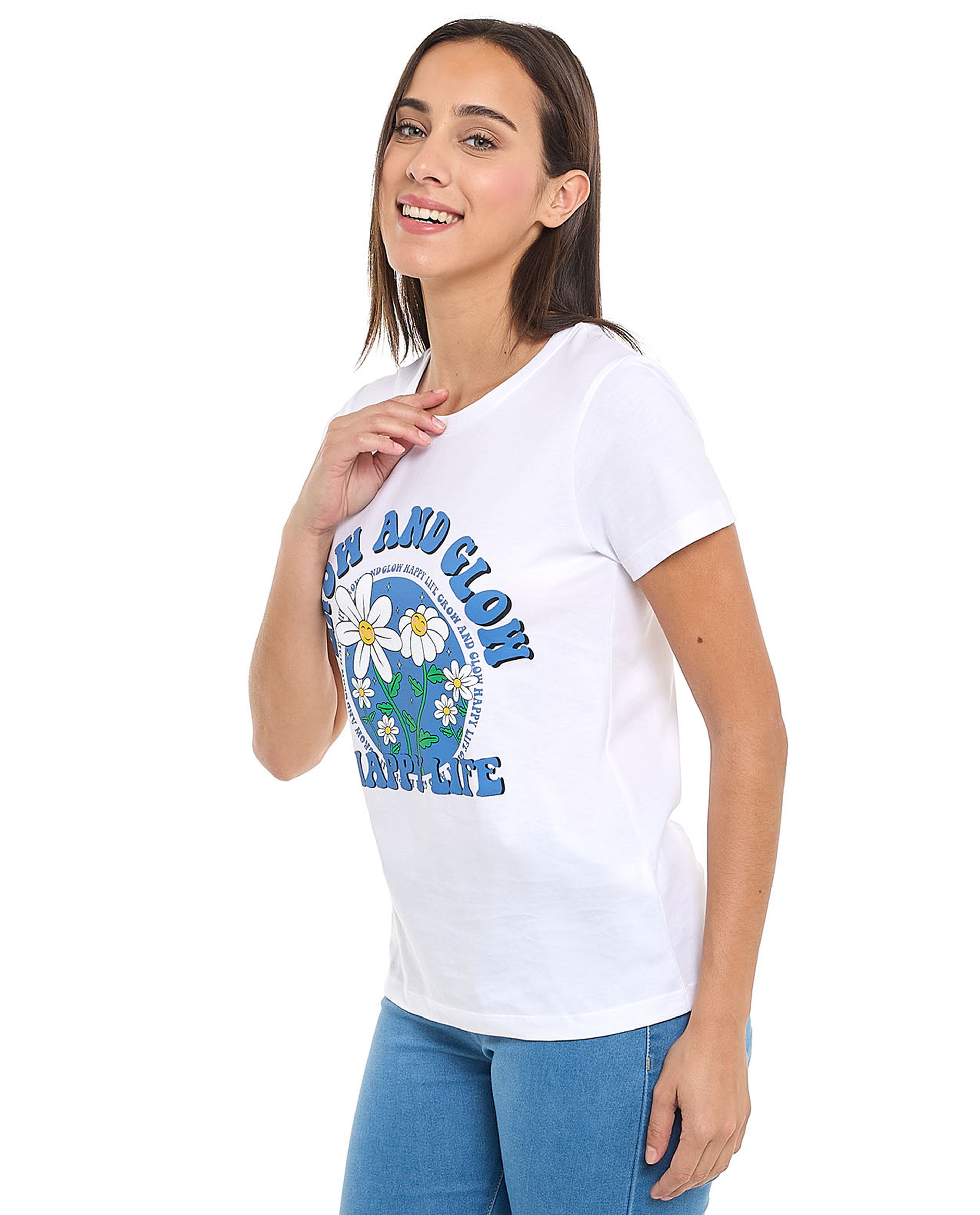 Printed T-Shirt with Crew Neck and Short Sleeves