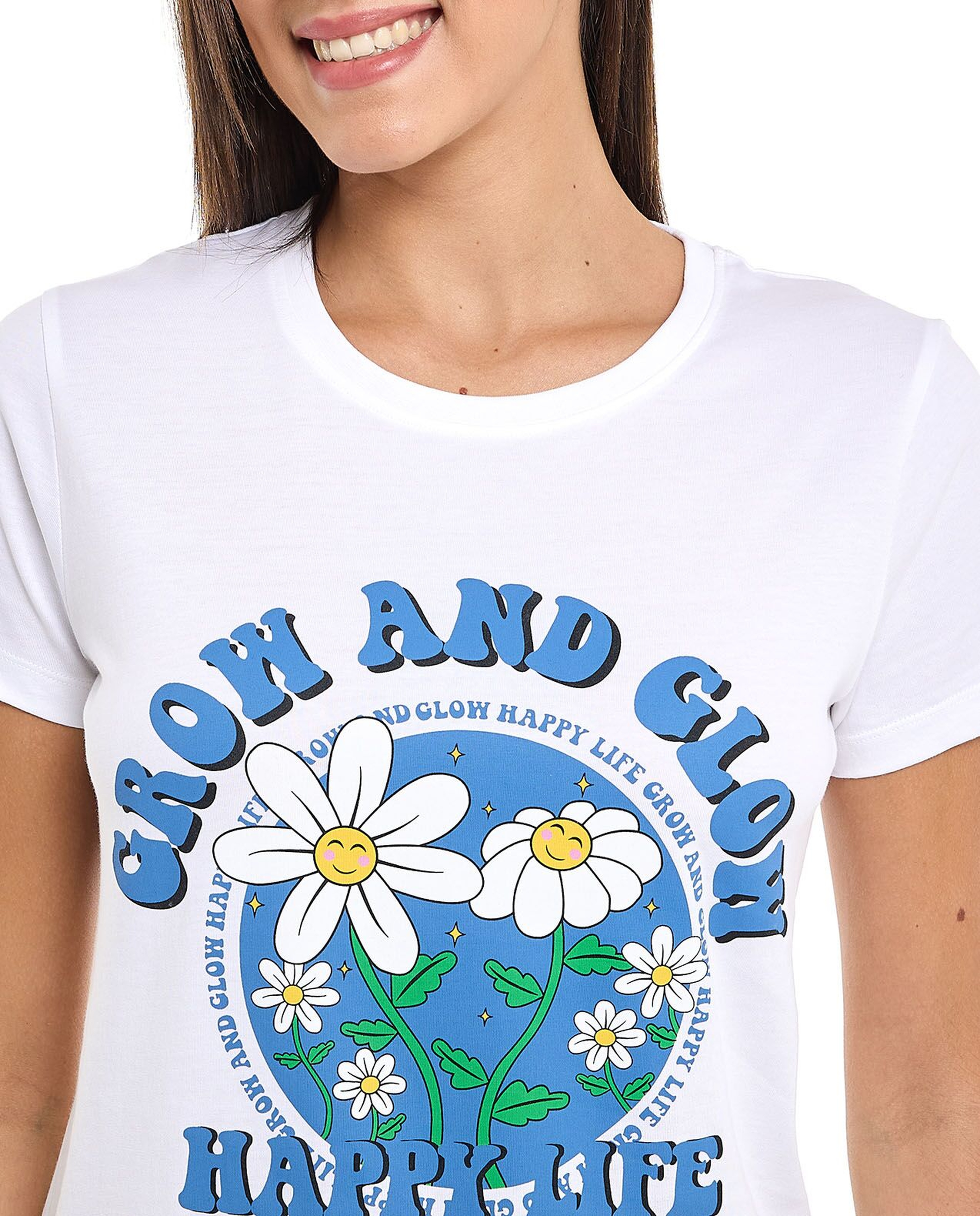 Printed T-Shirt with Crew Neck and Short Sleeves