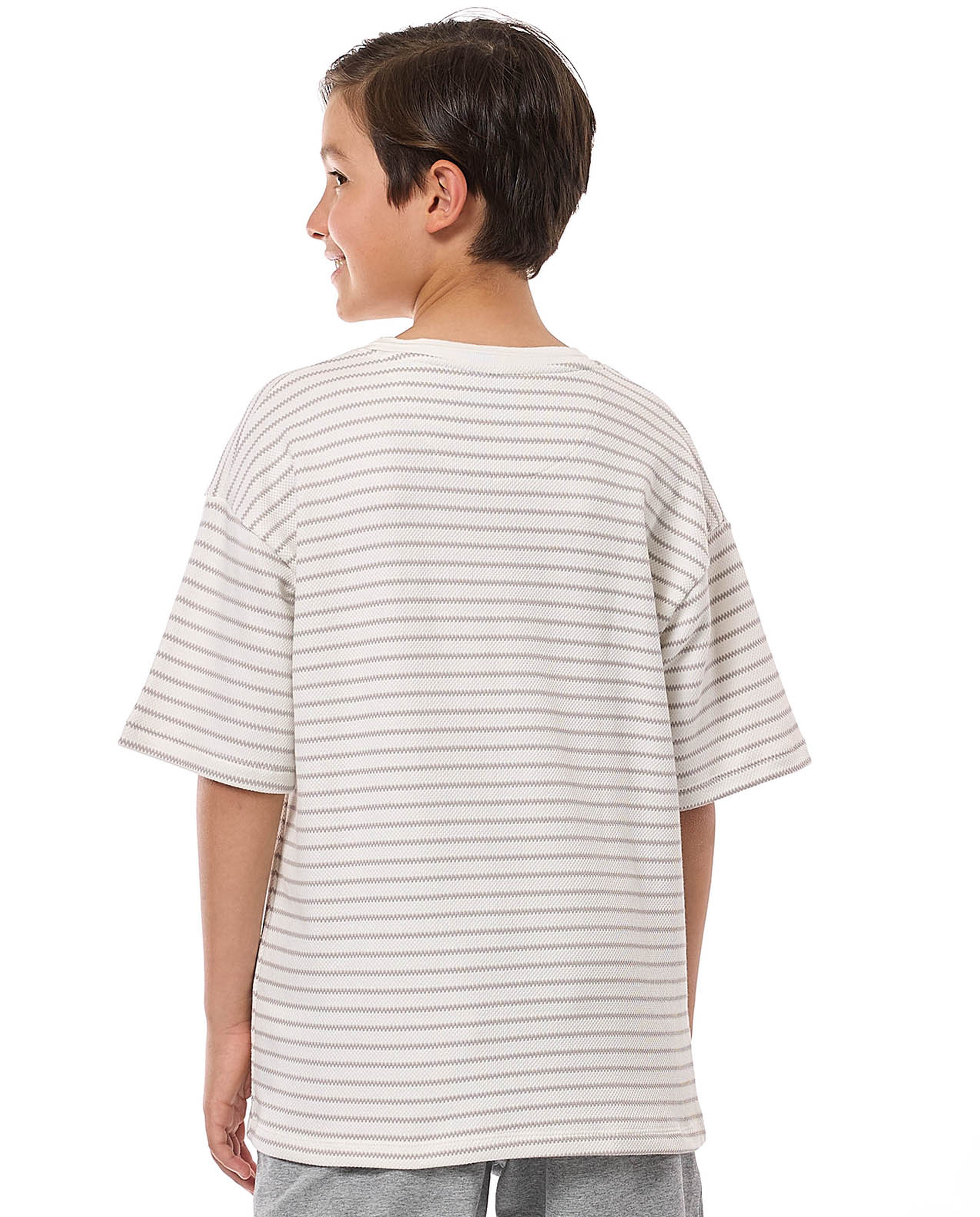 Striped Oversized T-Shirt with Crew Neck and Short Sleeves