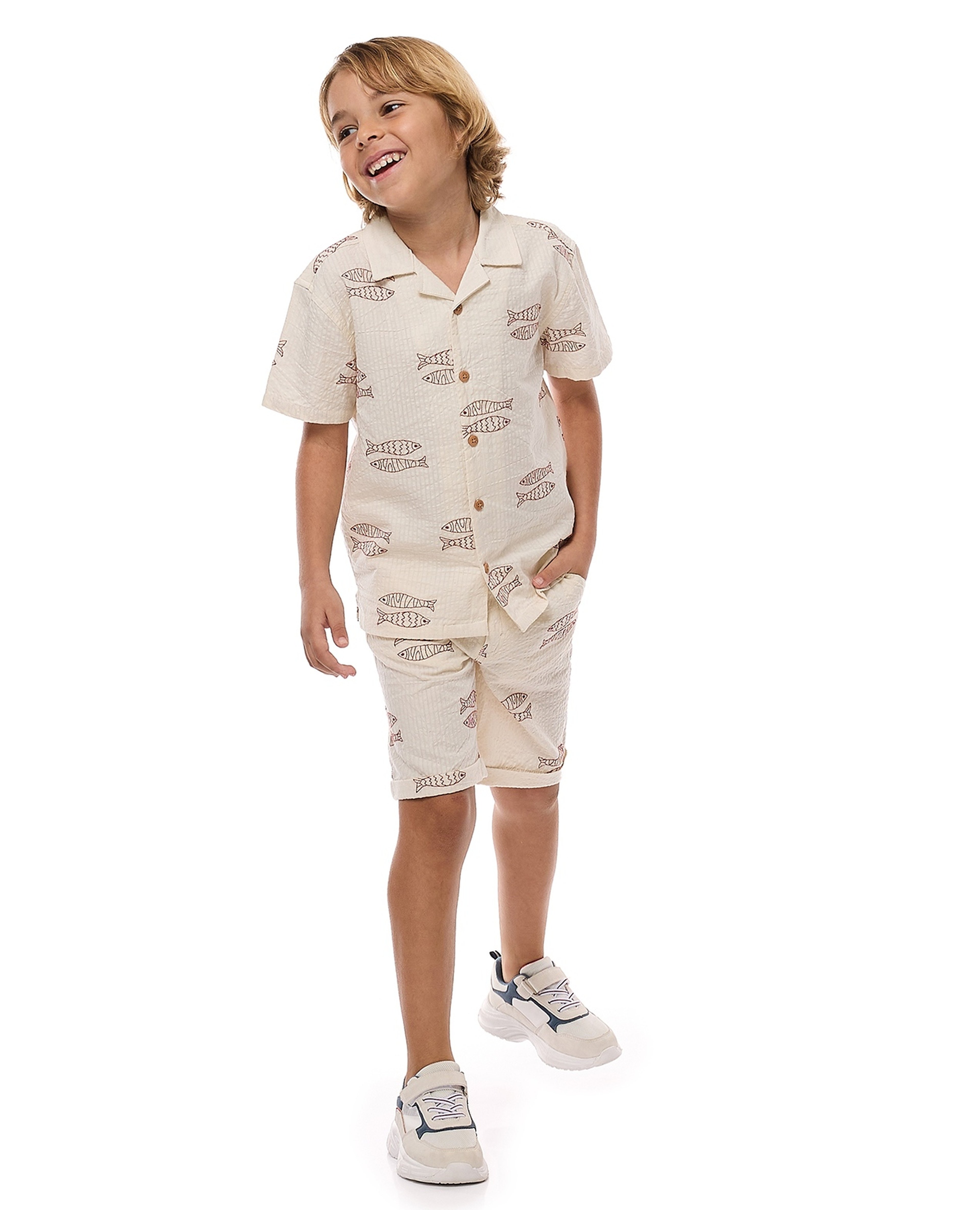 Printed Shirt and Shorts Set