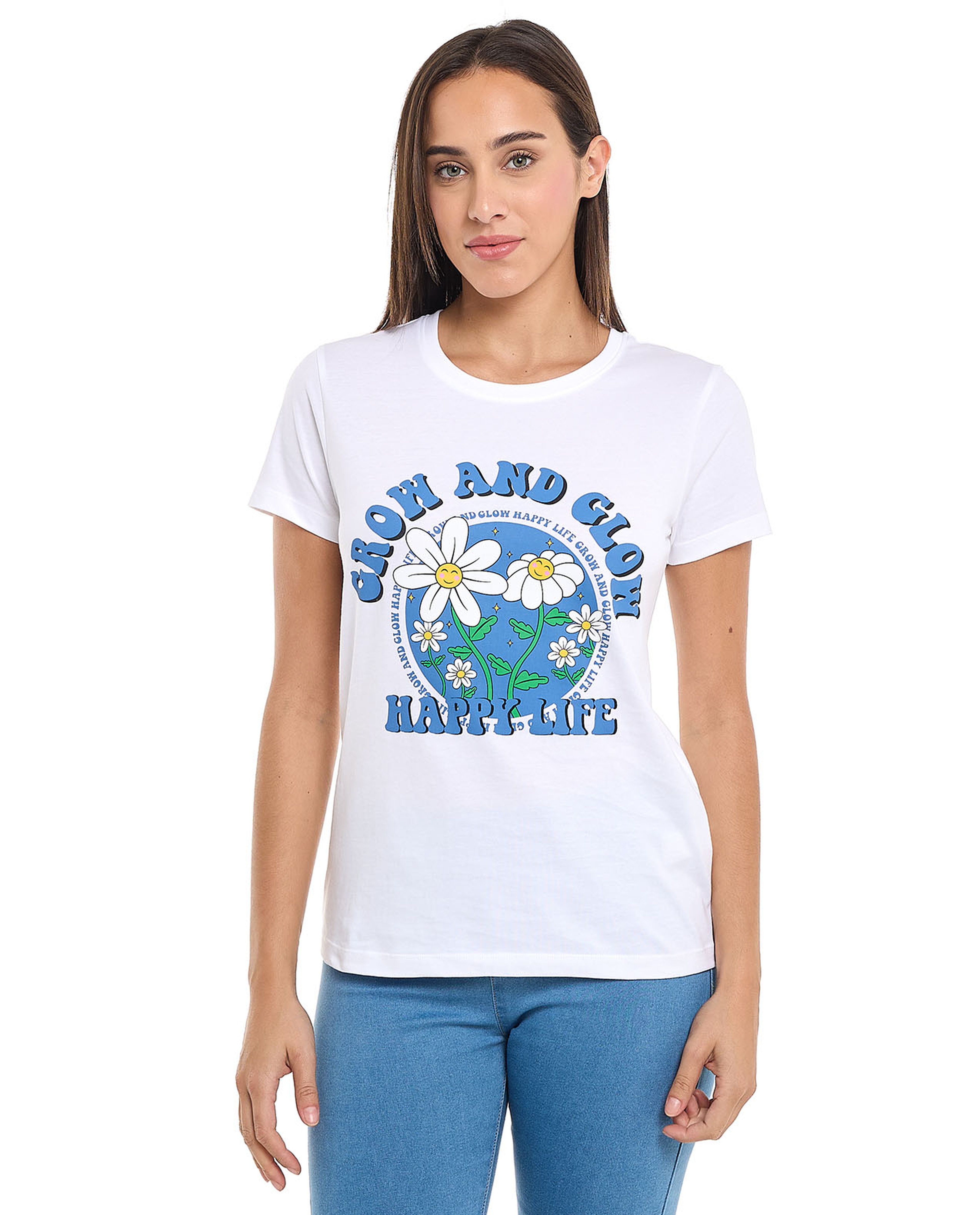 Printed T-Shirt with Crew Neck and Short Sleeves