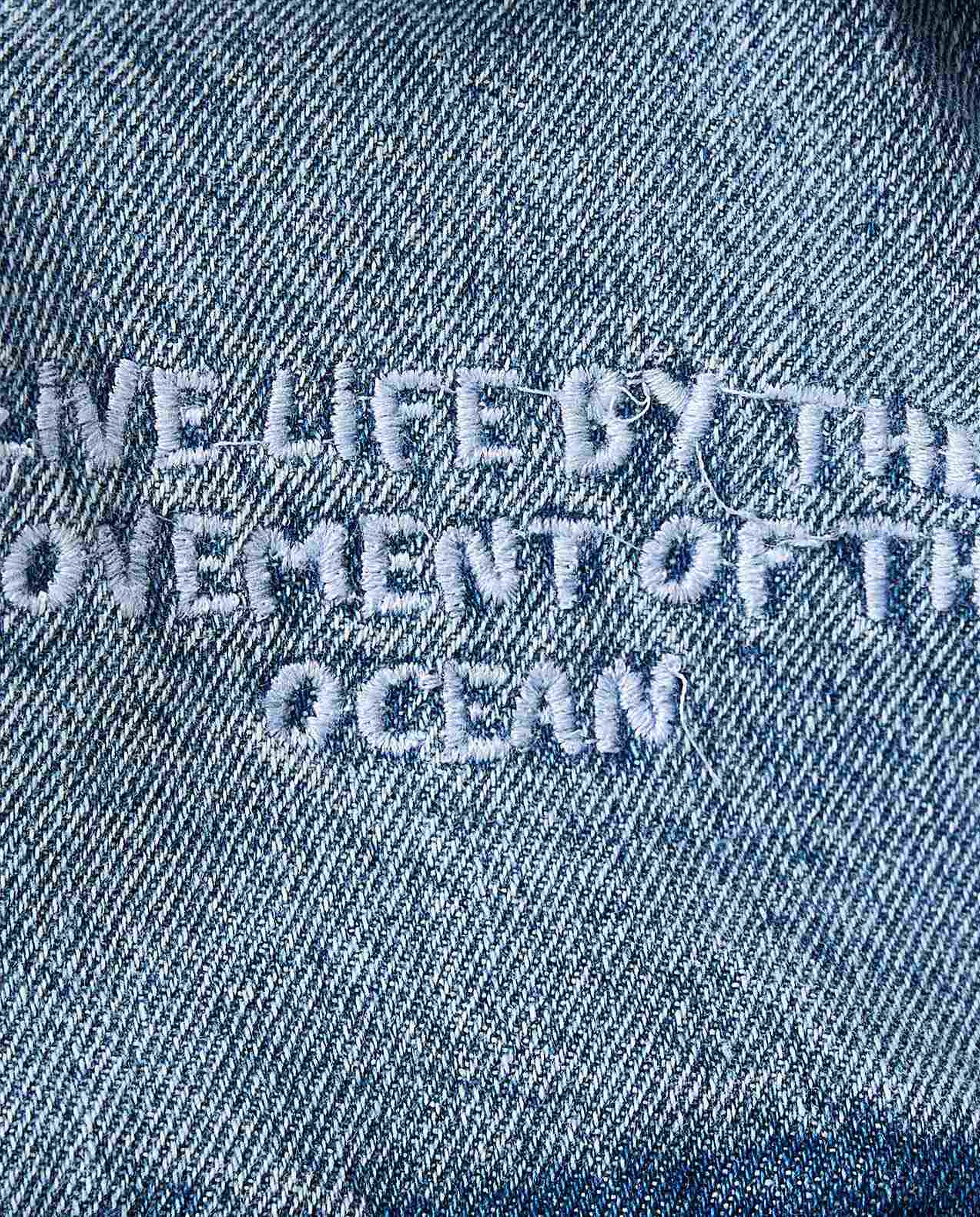 Faded Hooded Denim Shirt with Long Sleeves