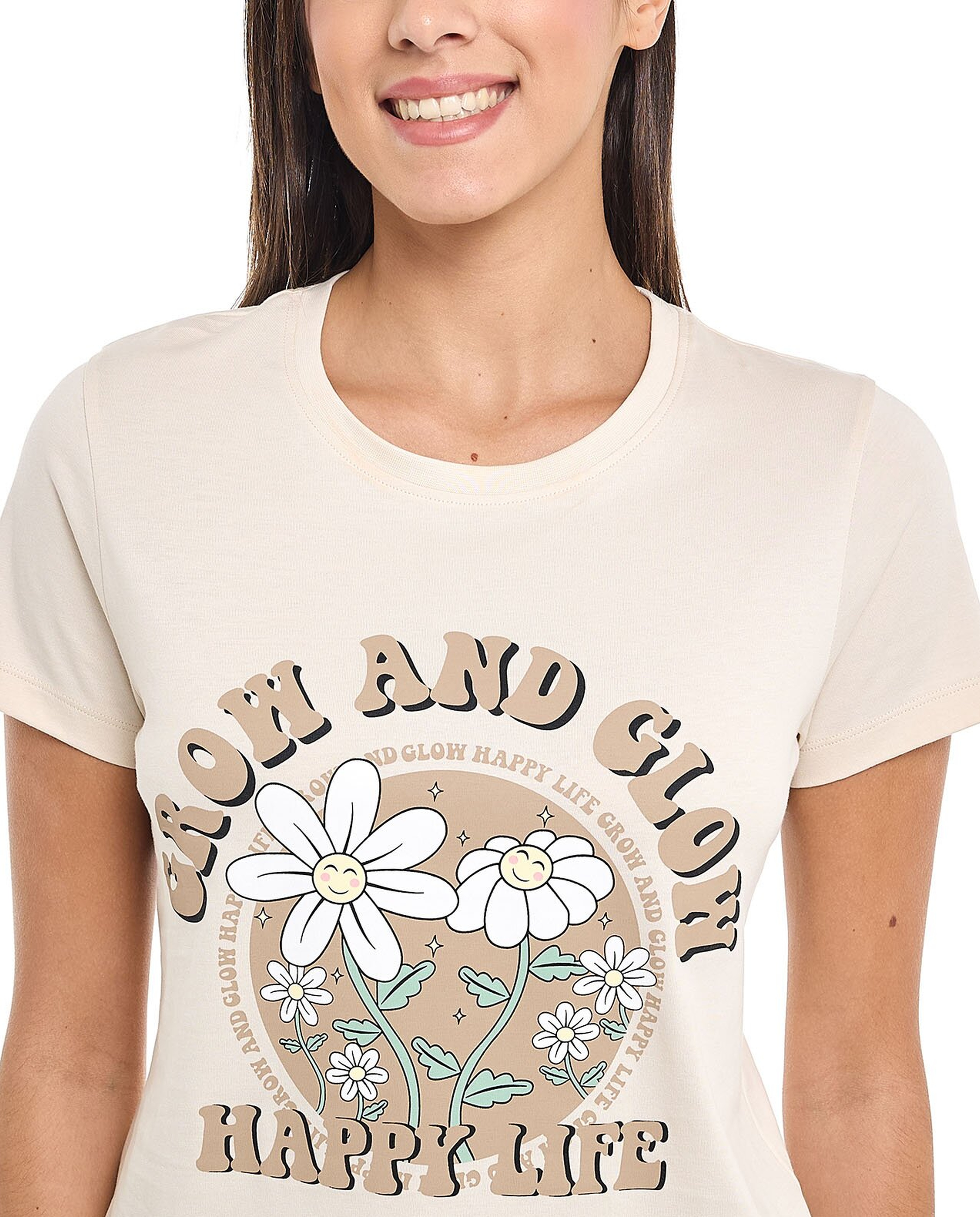 Printed T-Shirt with Crew Neck and Short Sleeves