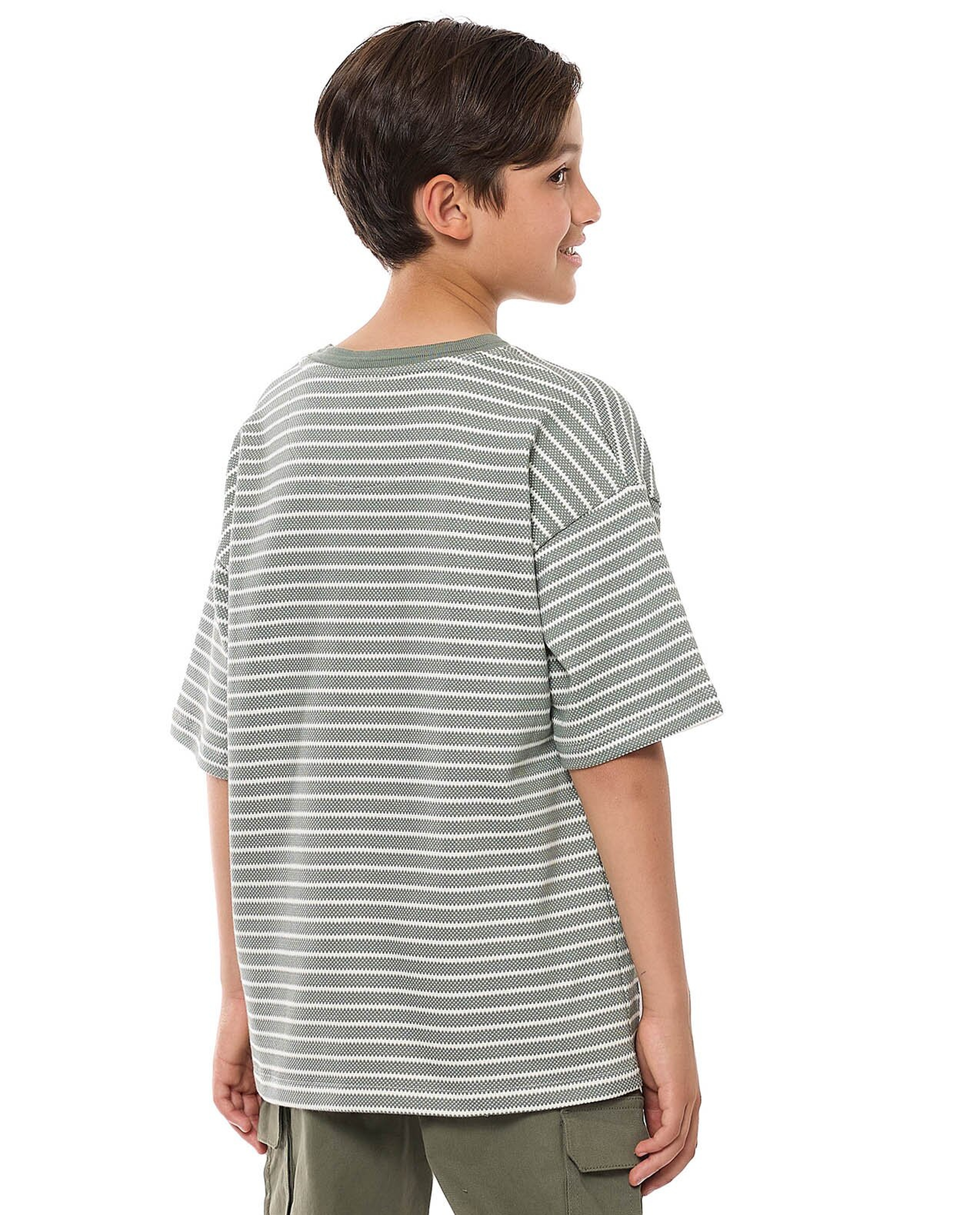 Striped Oversized T-Shirt with Crew Neck and Short Sleeves