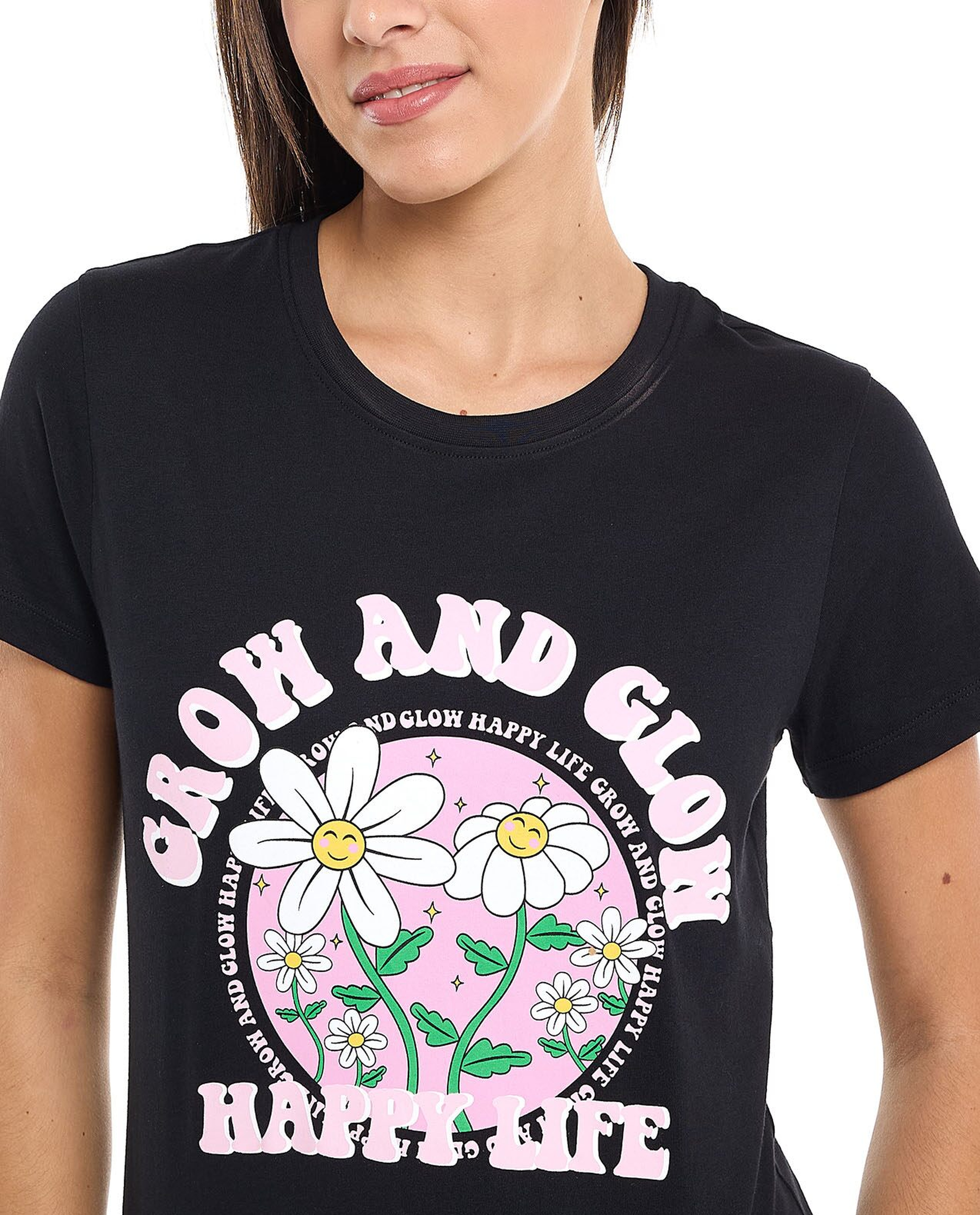 Printed T-Shirt with Crew Neck and Short Sleeves