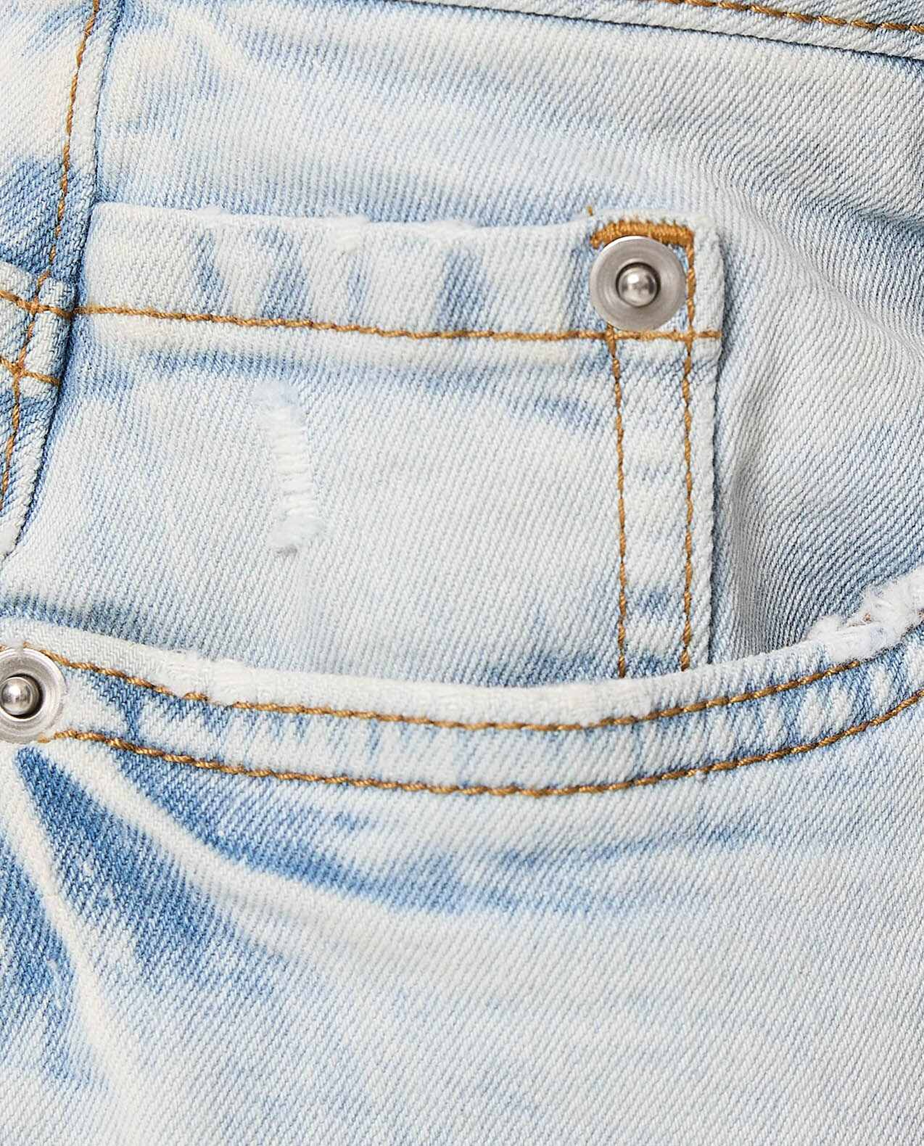 Faded Denim Shorts with Button Closure