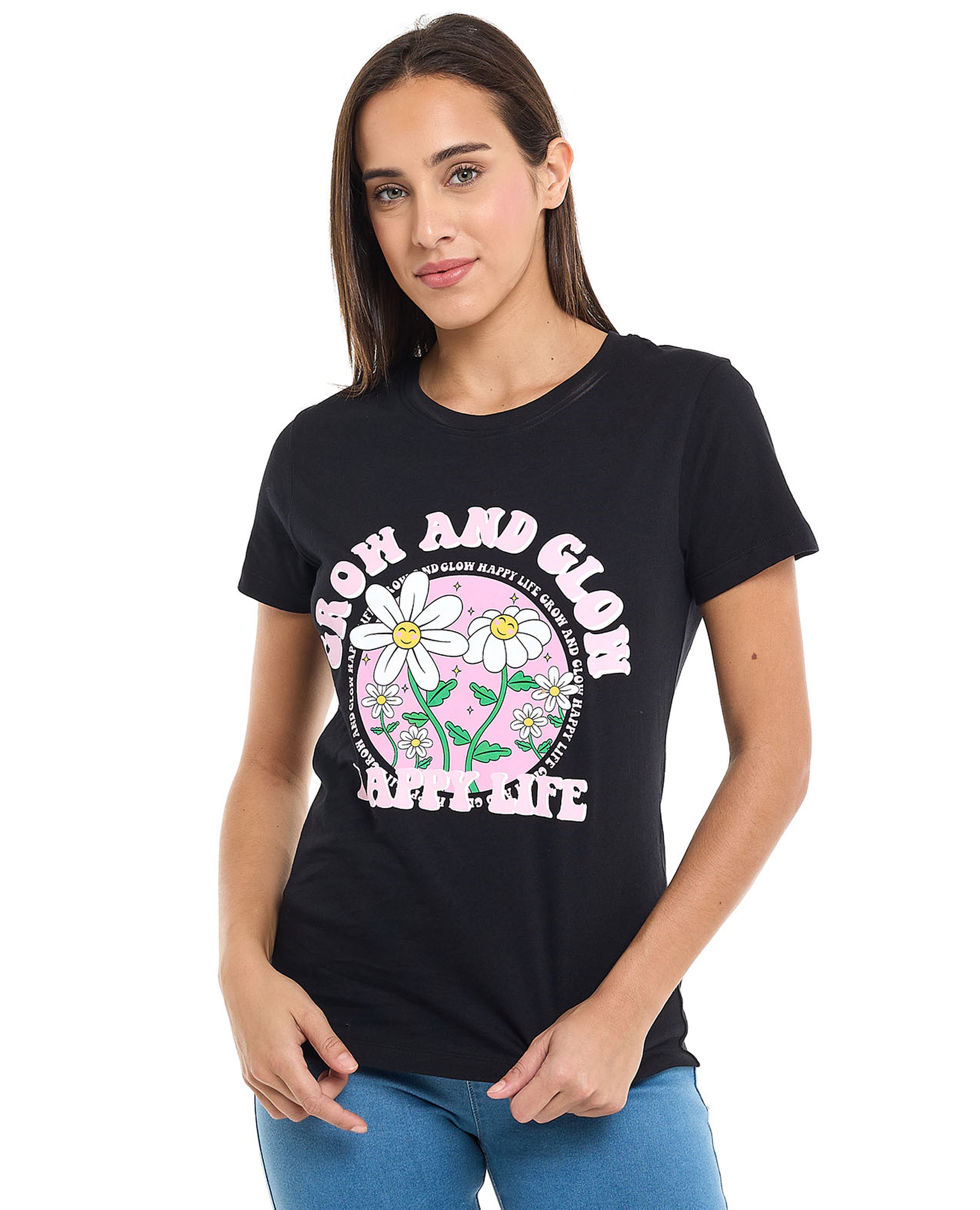 Printed T-Shirt with Crew Neck and Short Sleeves