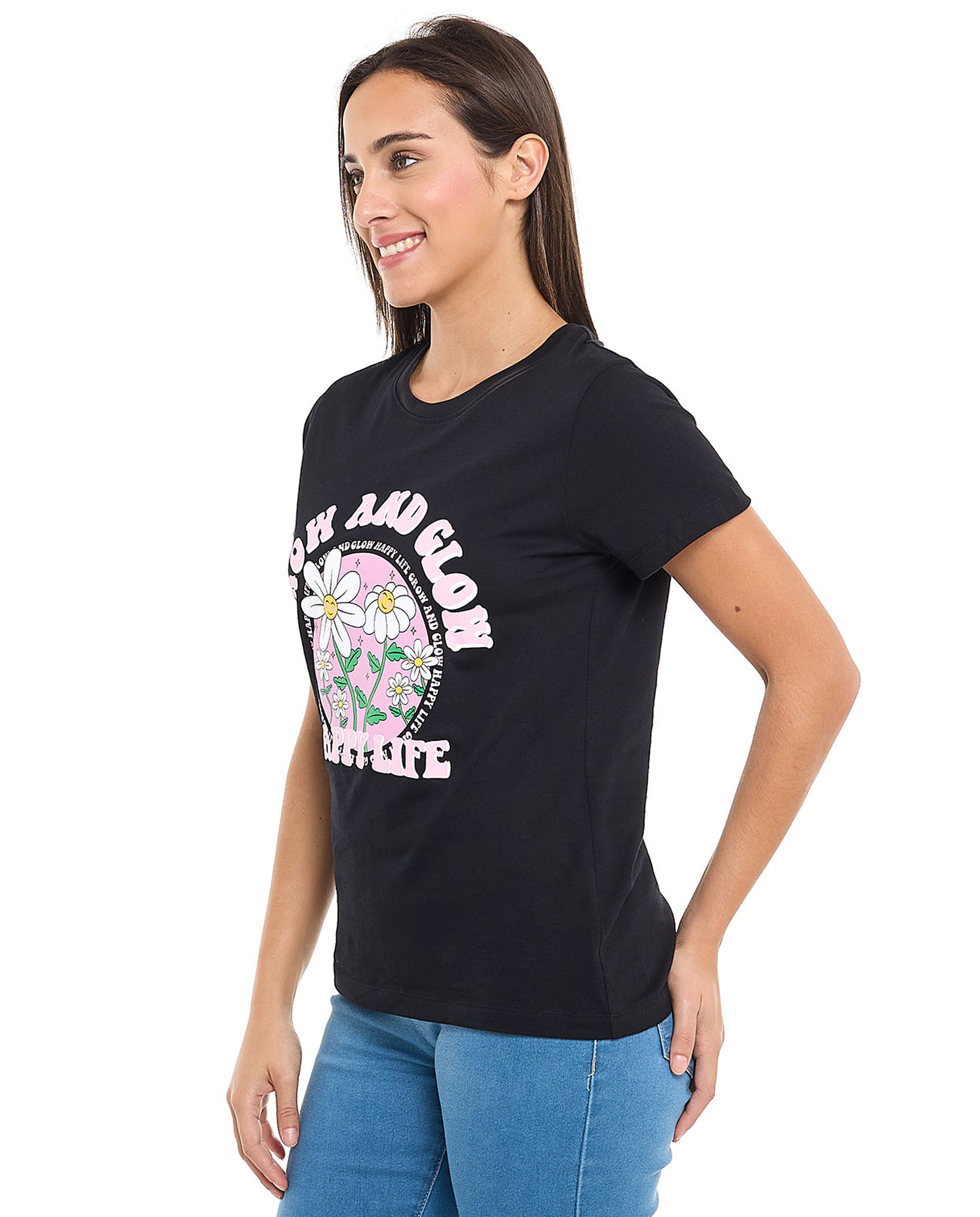 Printed T-Shirt with Crew Neck and Short Sleeves