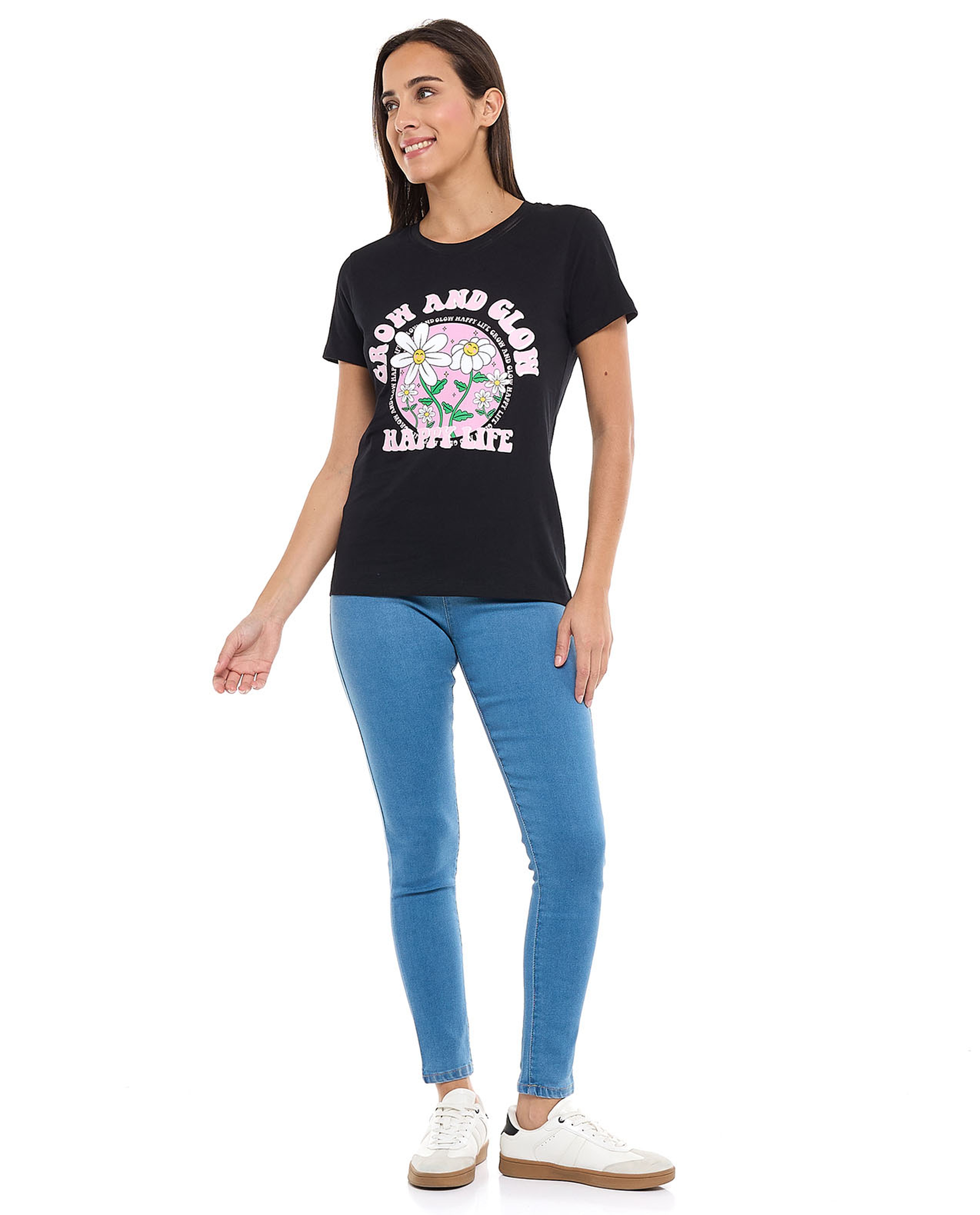 Printed T-Shirt with Crew Neck and Short Sleeves