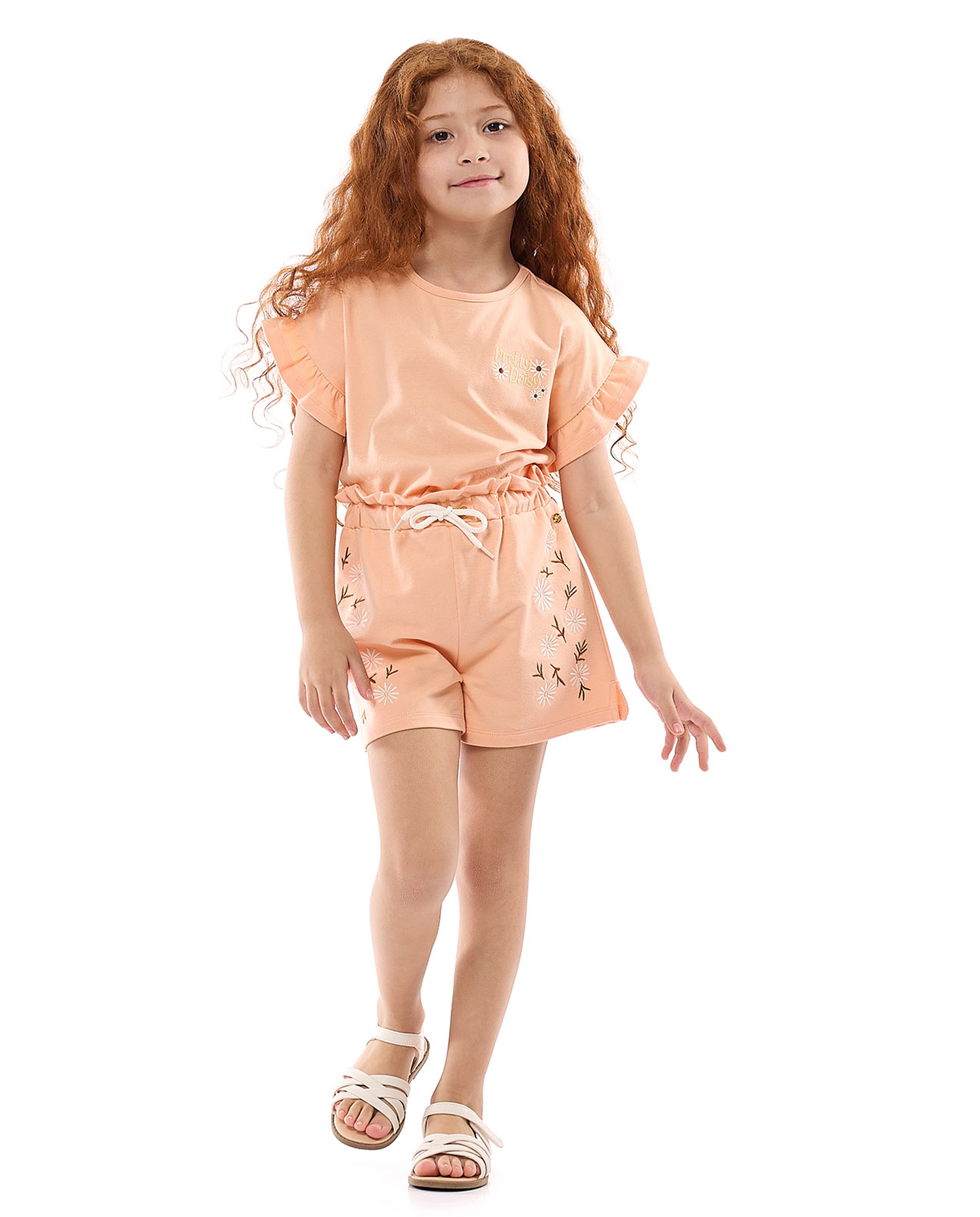 Embroidered Shorts with Drawstring Waist