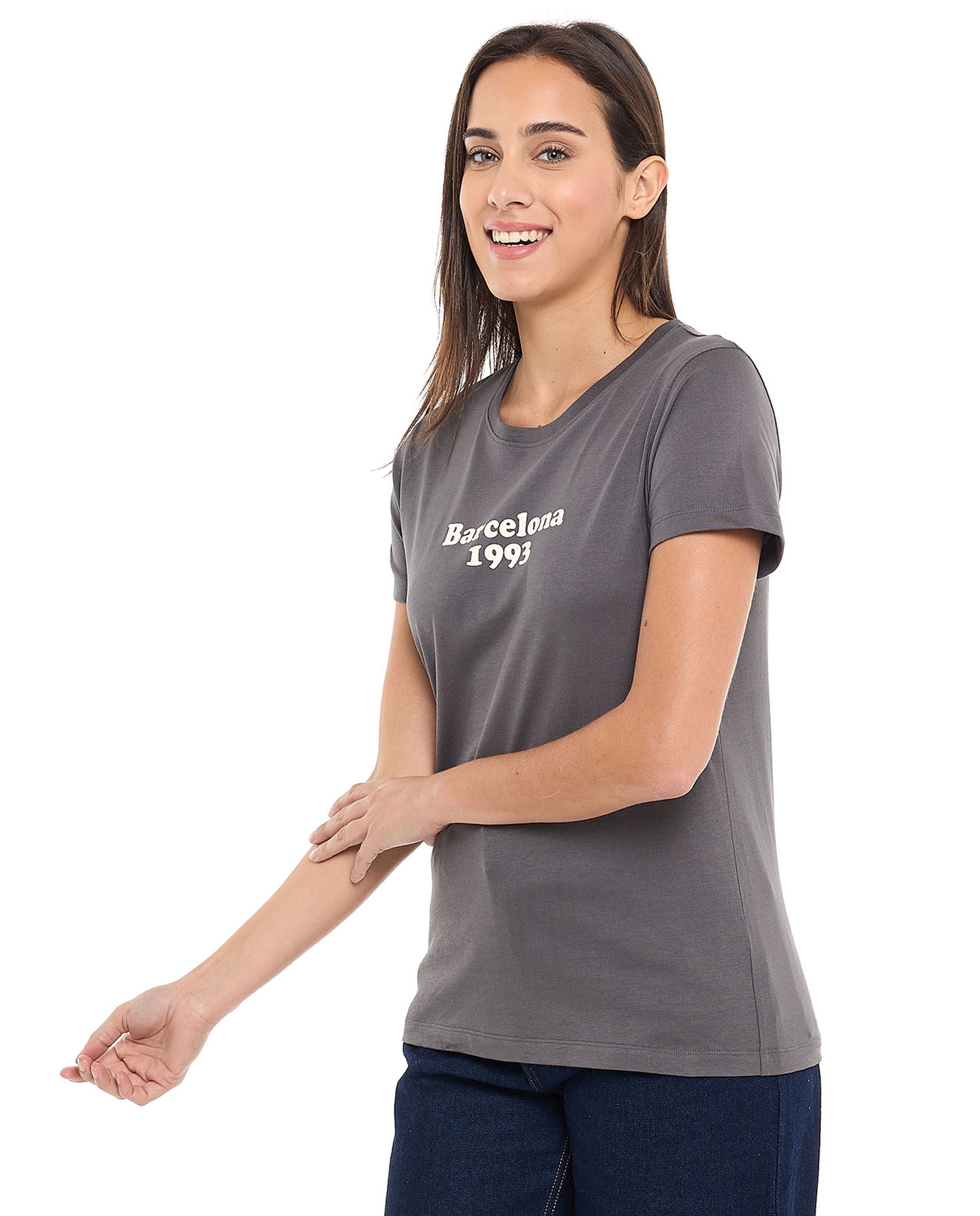 Printed T-Shirt with Crew Neck and Short Sleeves