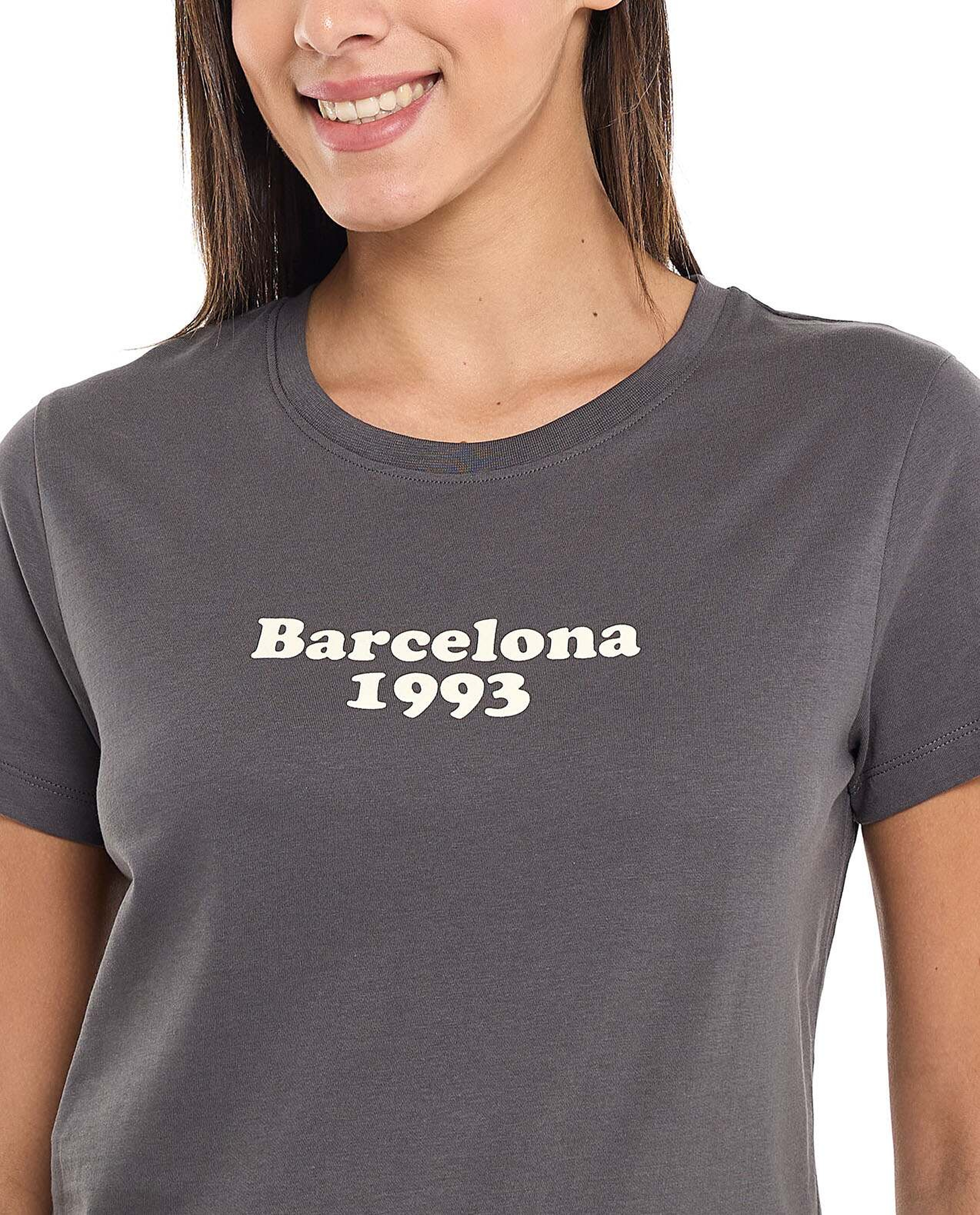 Printed T-Shirt with Crew Neck and Short Sleeves