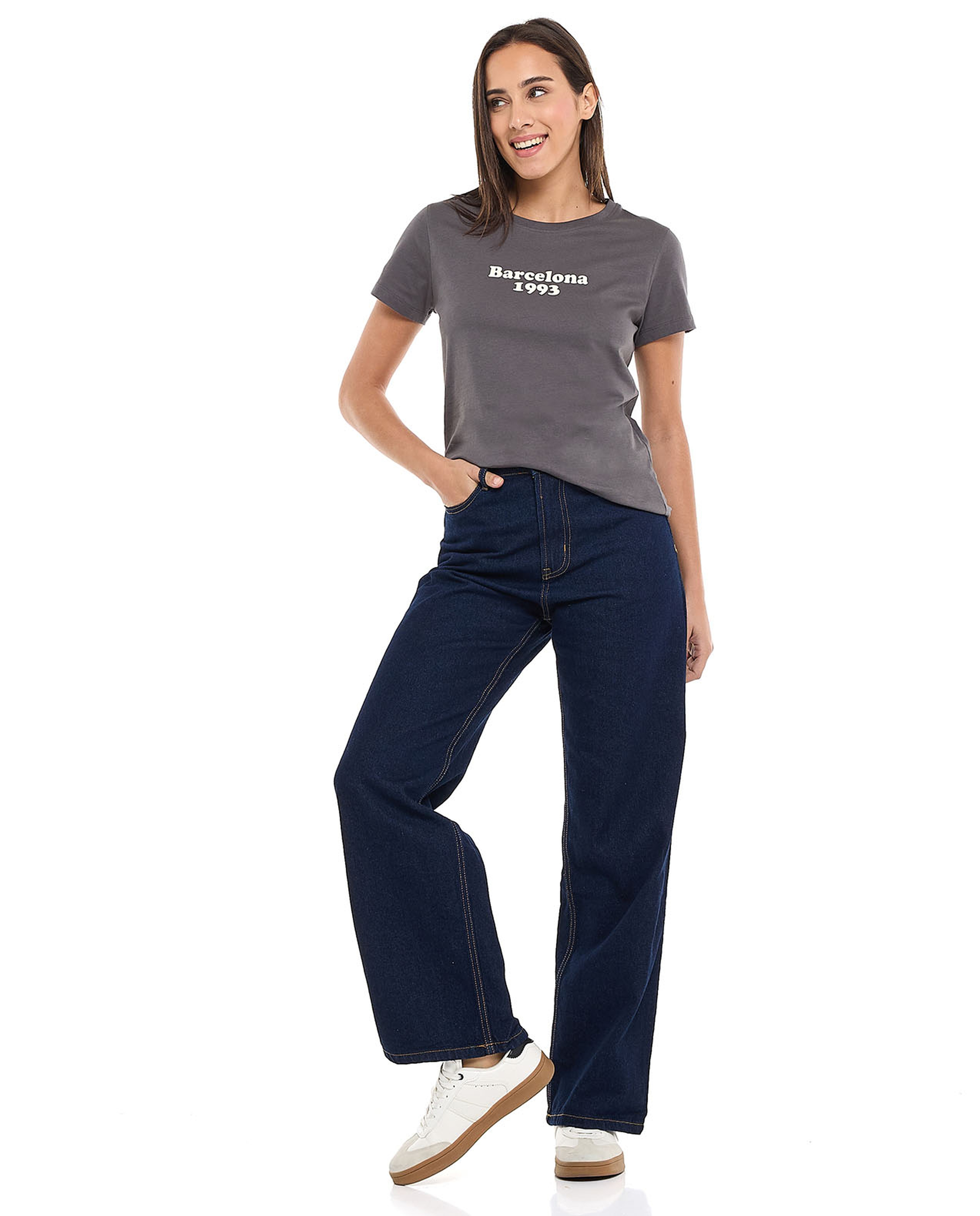 Printed T-Shirt with Crew Neck and Short Sleeves