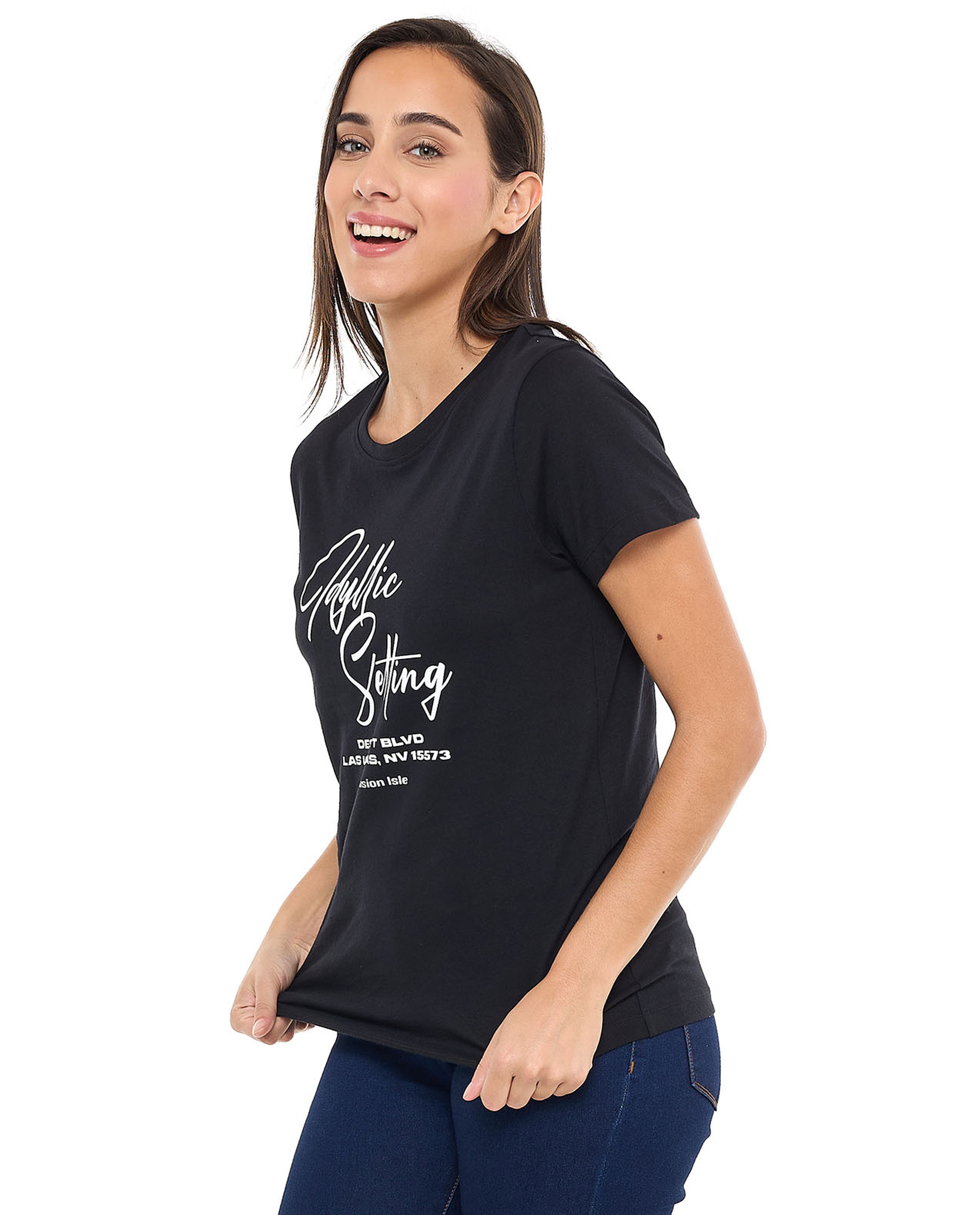 Printed T-Shirt with Crew Neck and Short Sleeves