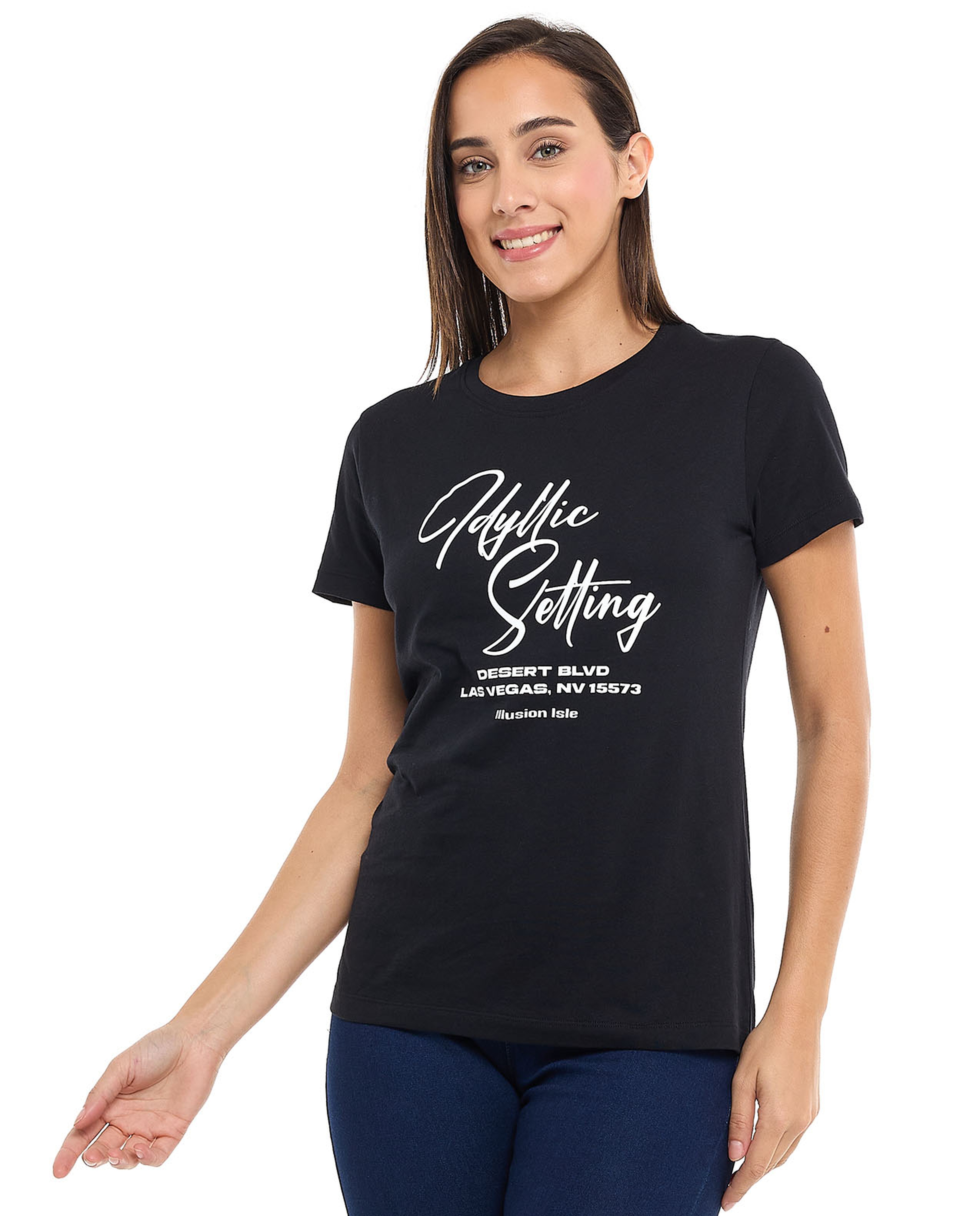 Printed T-Shirt with Crew Neck and Short Sleeves