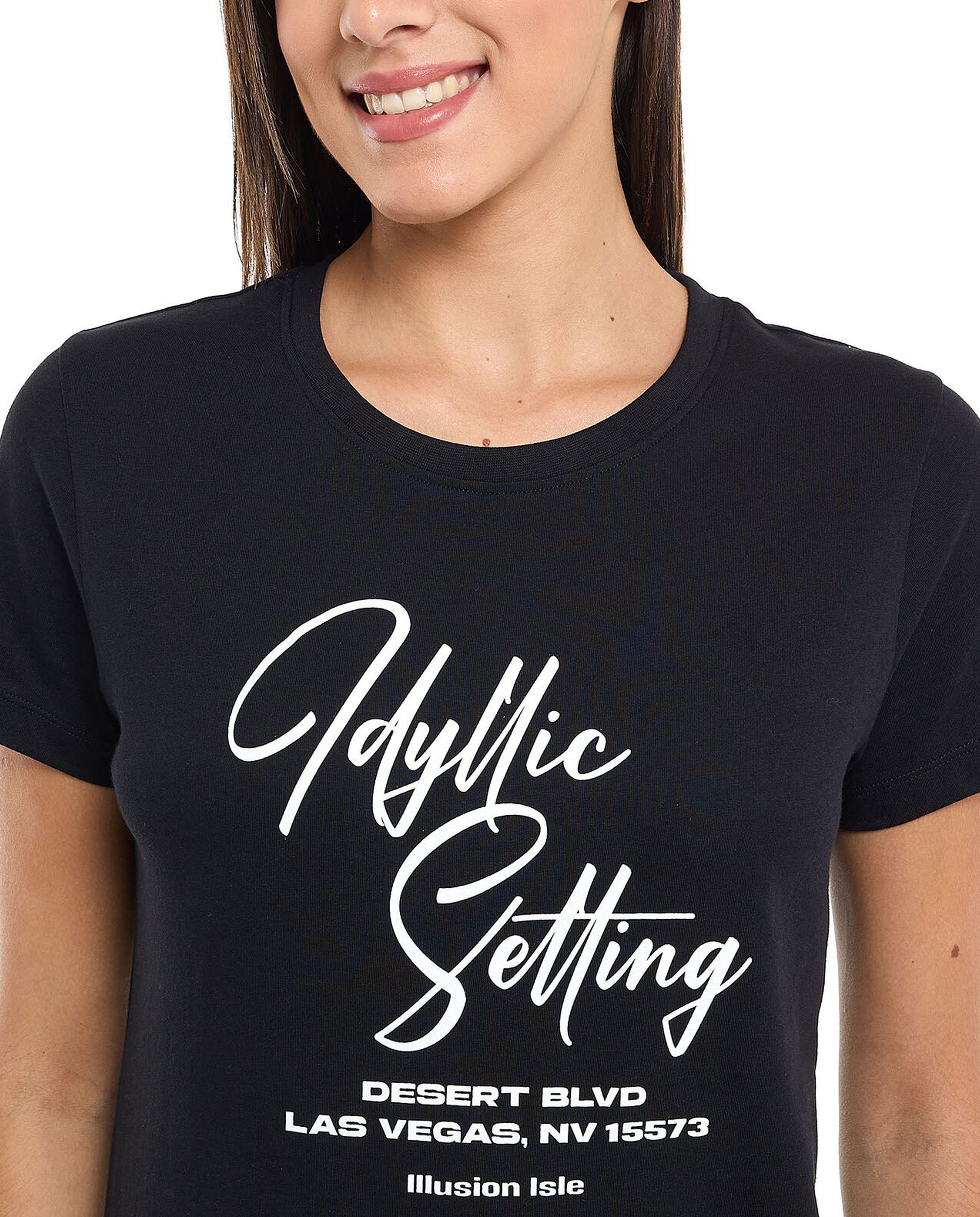 Printed T-Shirt with Crew Neck and Short Sleeves