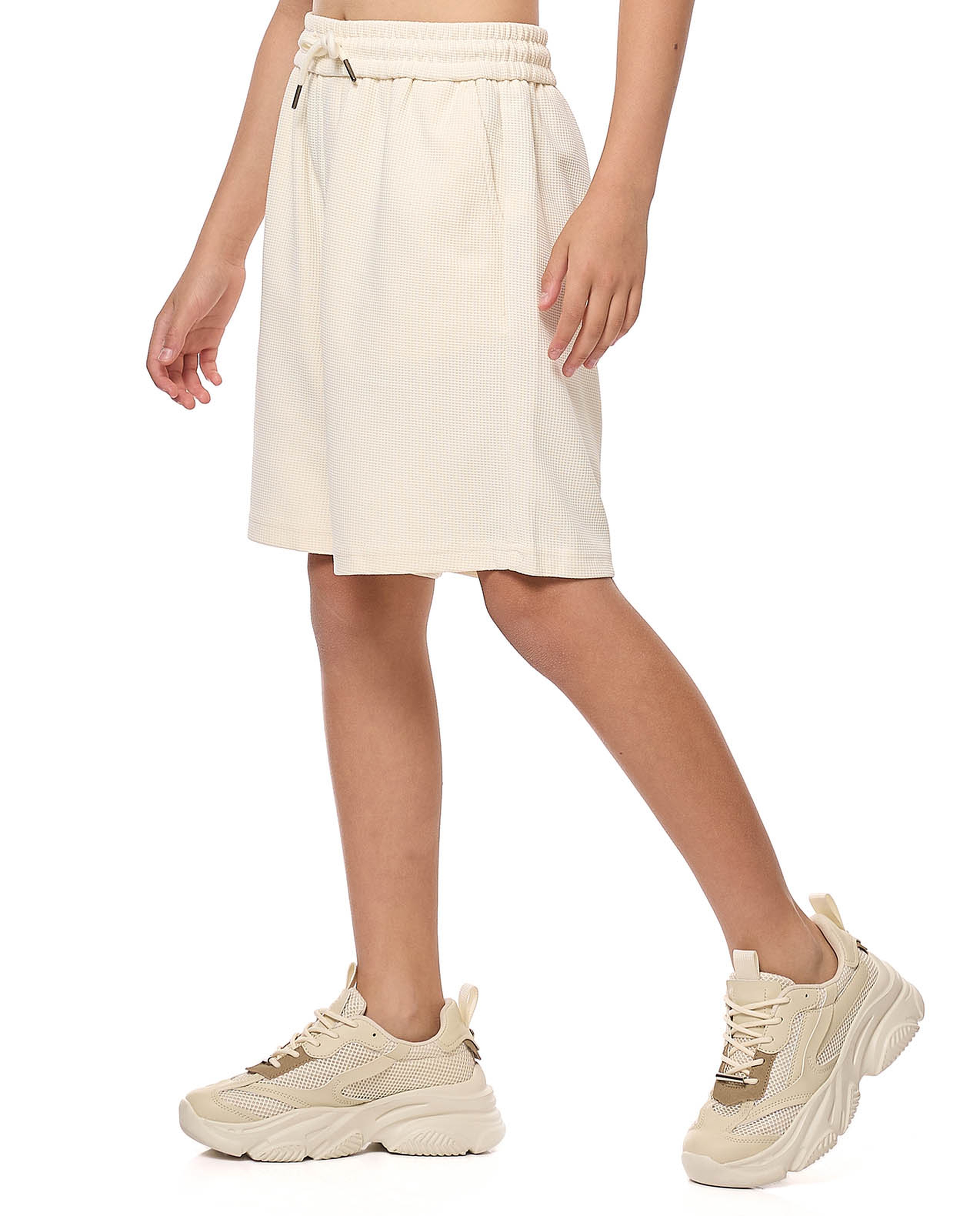 Textured Shorts with Drawstring Waist