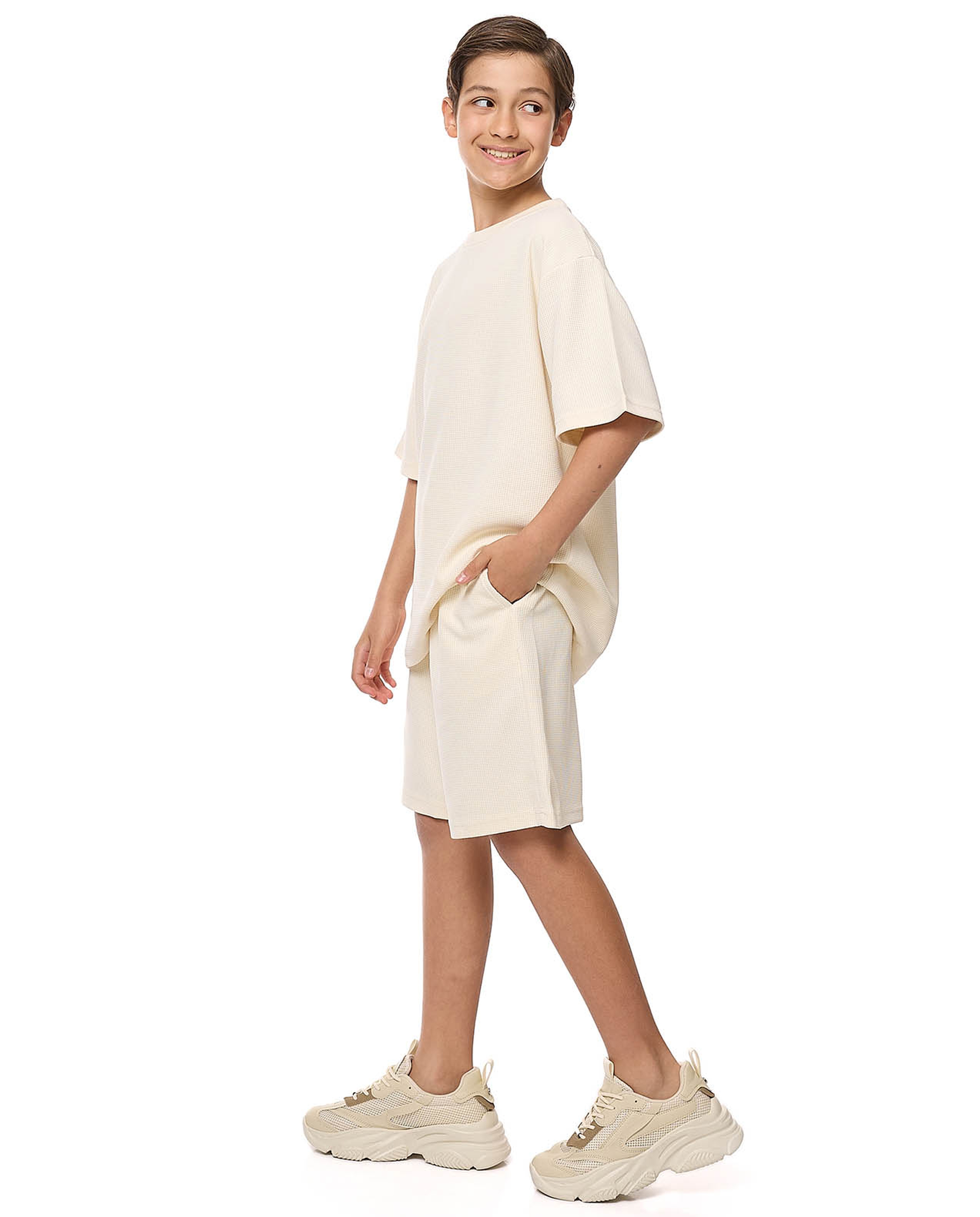 Textured Shorts with Drawstring Waist