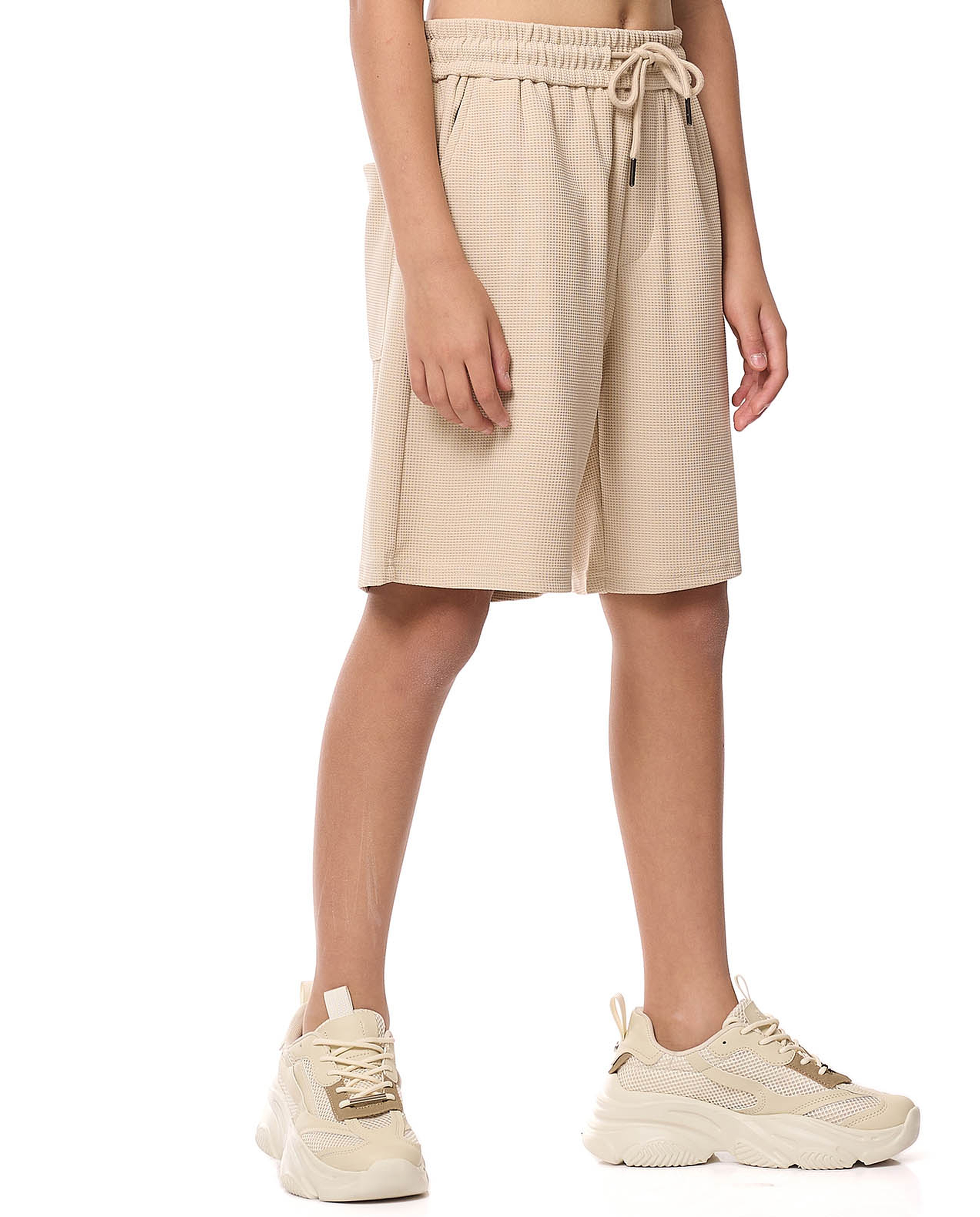 Textured Shorts with Drawstring Waist