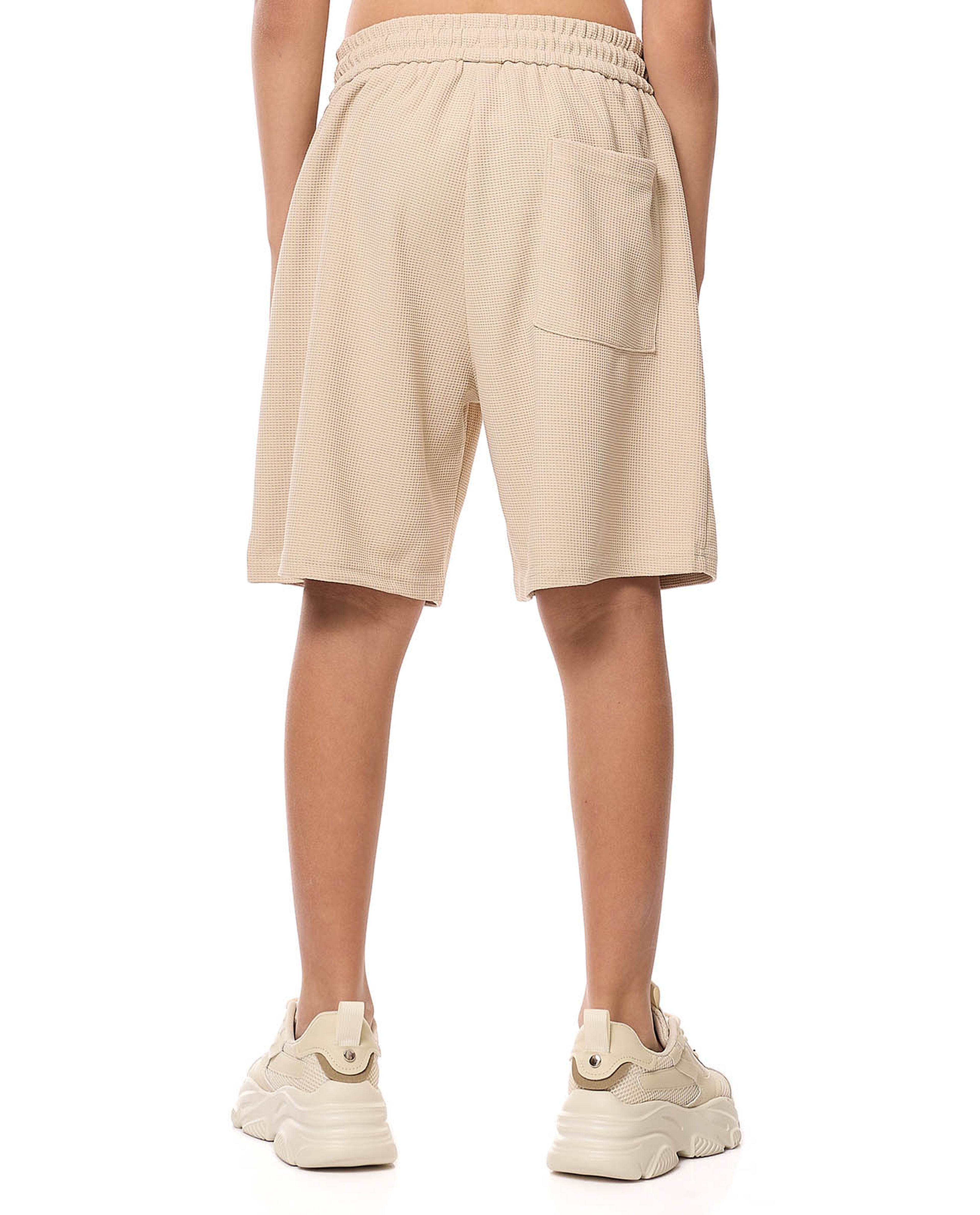 Textured Shorts with Drawstring Waist