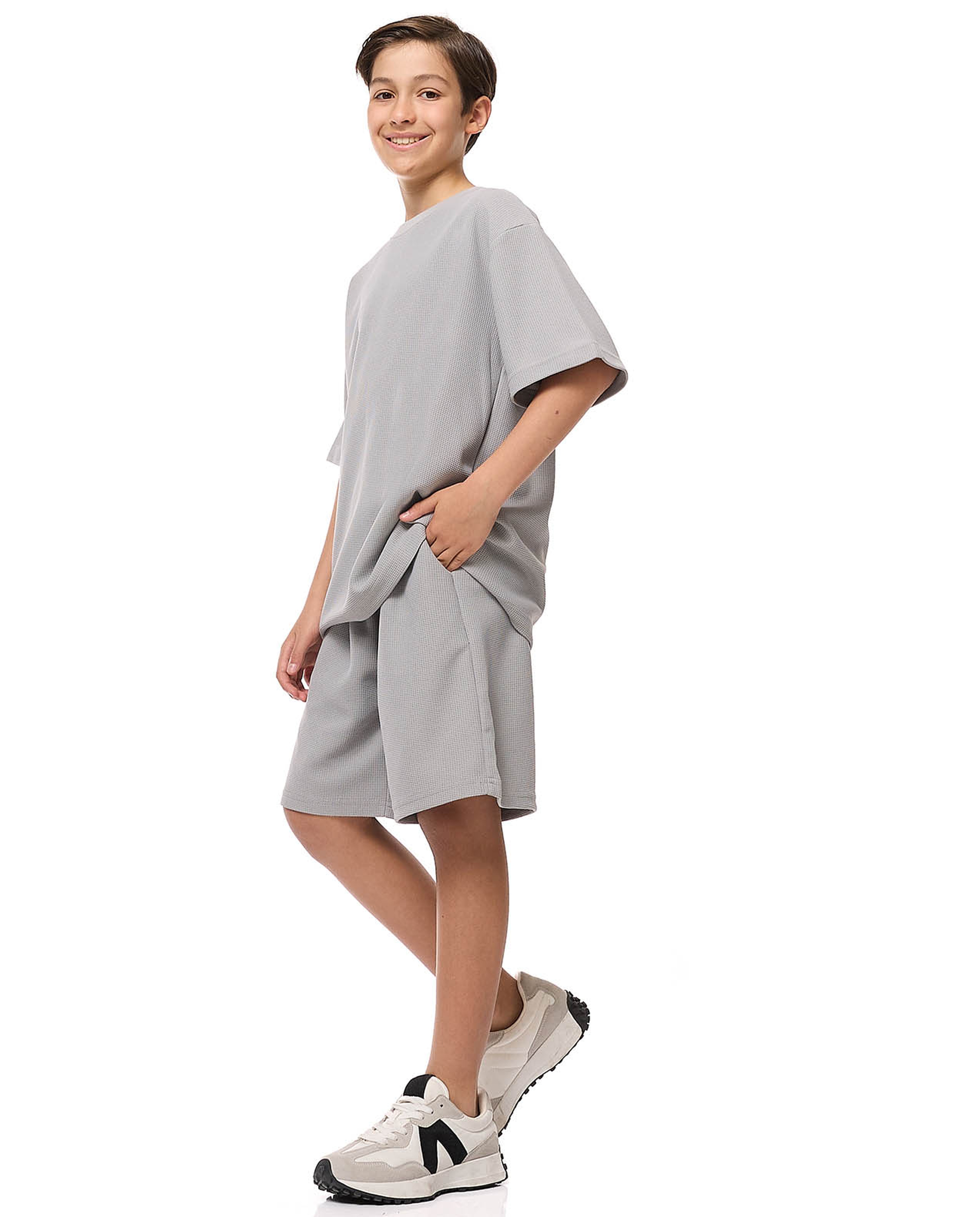 Textured Shorts with Drawstring Waist