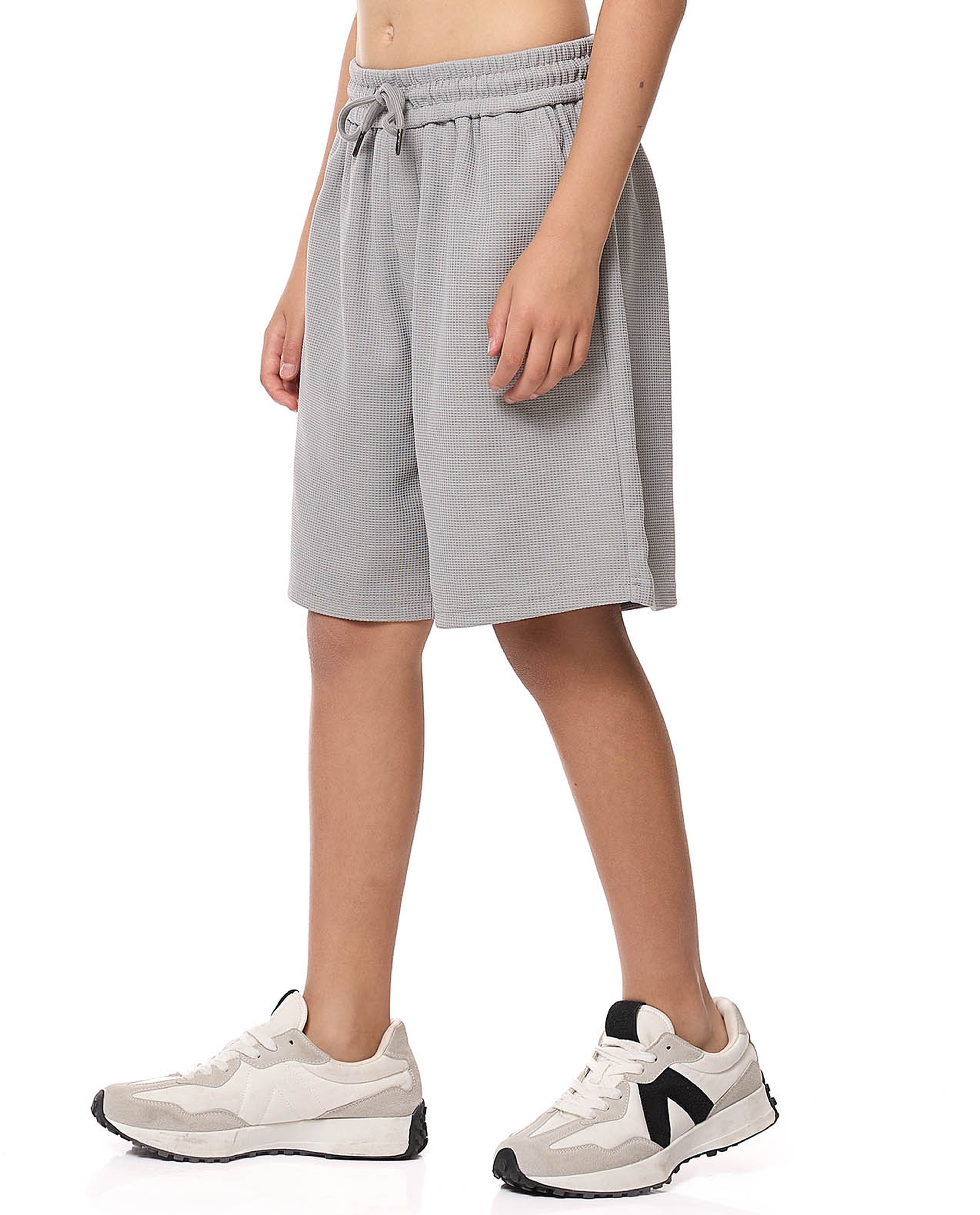 Textured Shorts with Drawstring Waist