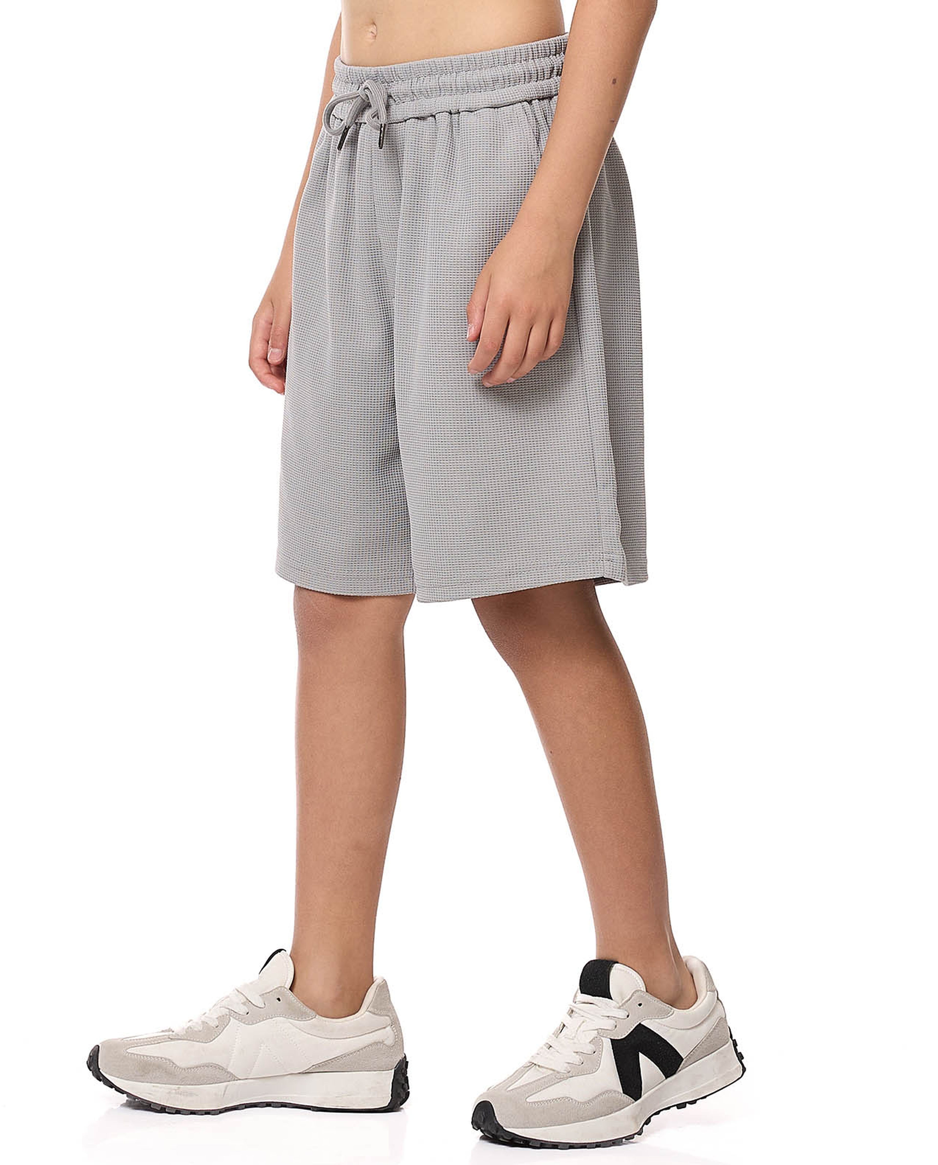 Textured Shorts with Drawstring Waist