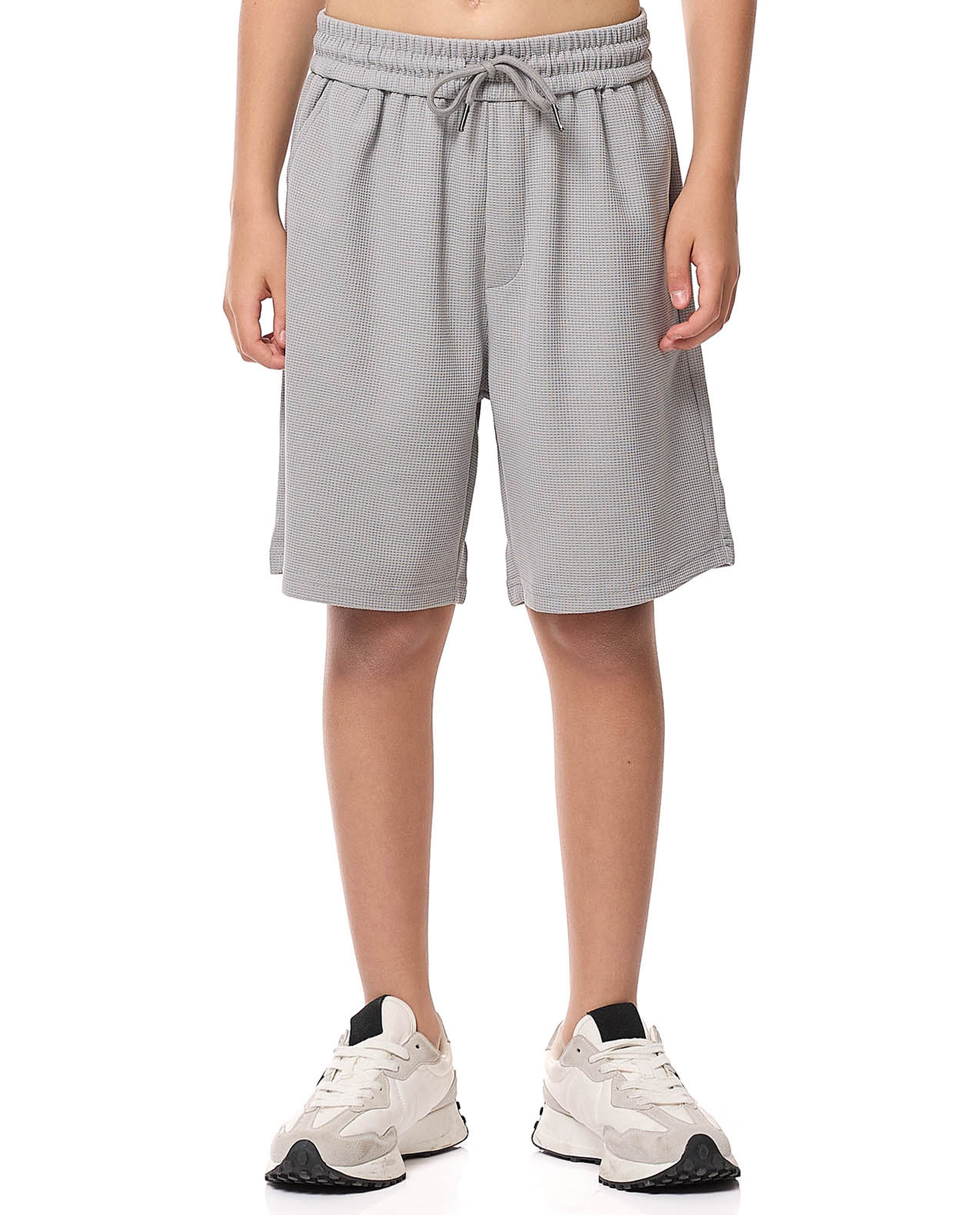Textured Shorts with Drawstring Waist