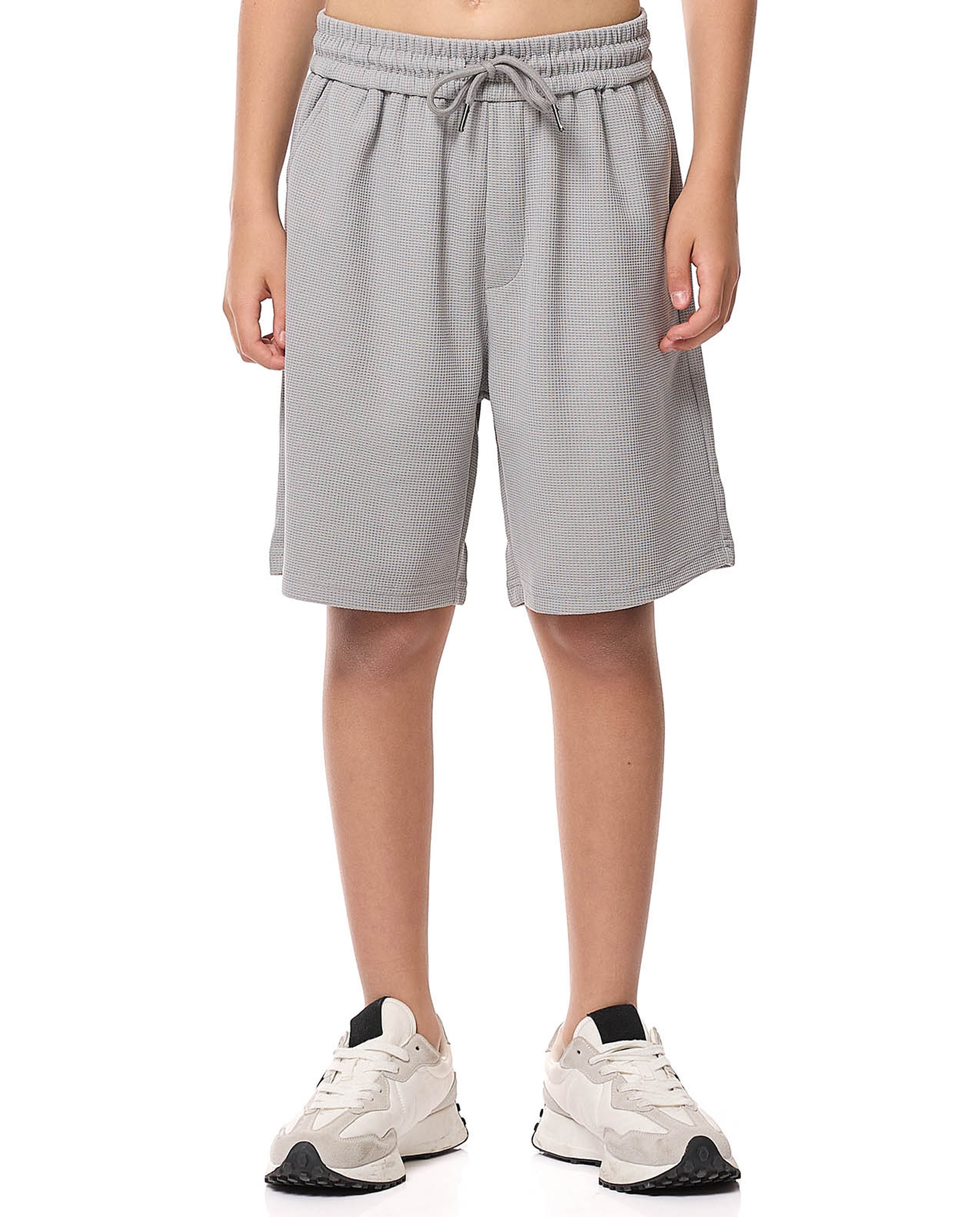 Textured Shorts with Drawstring Waist