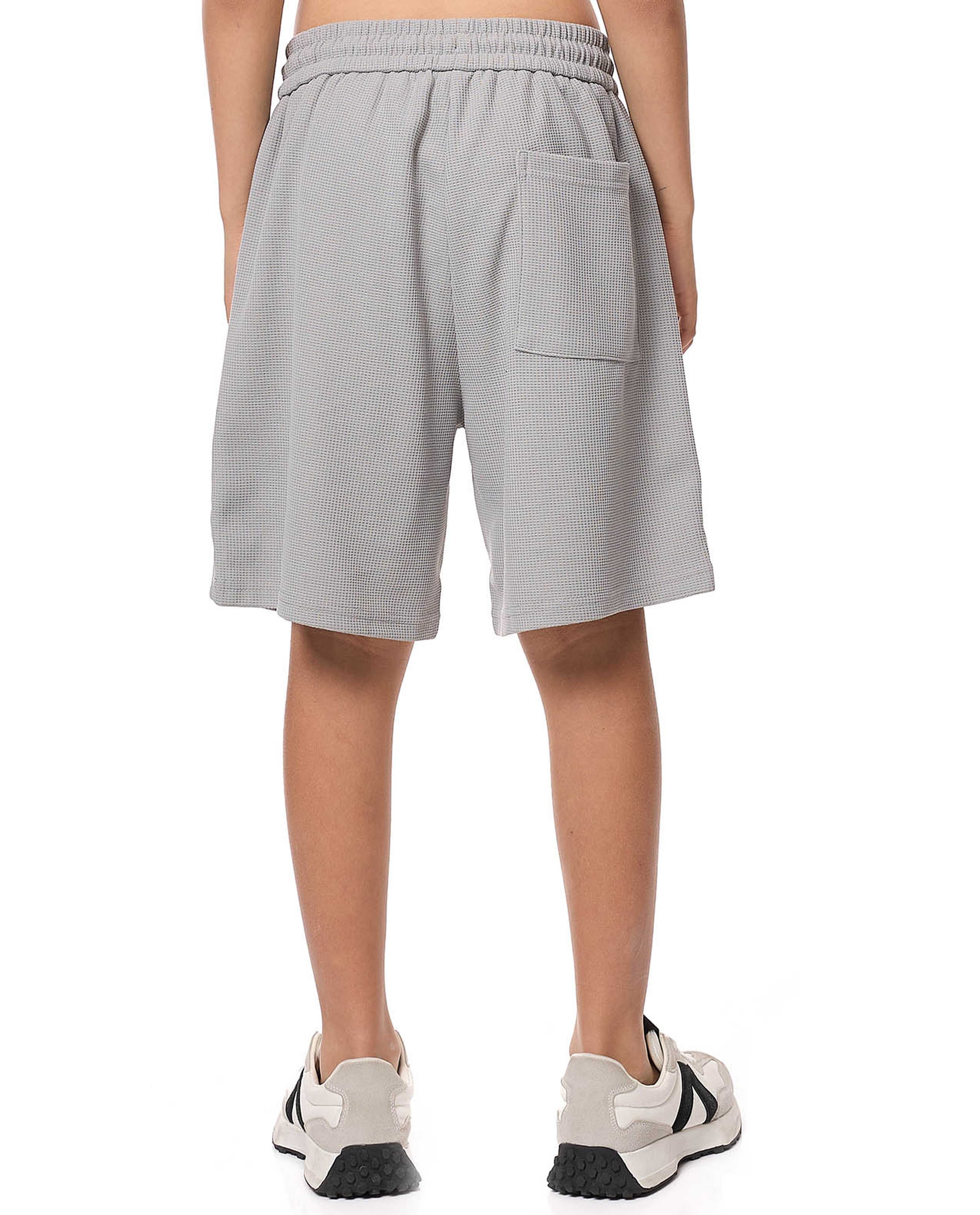 Textured Shorts with Drawstring Waist