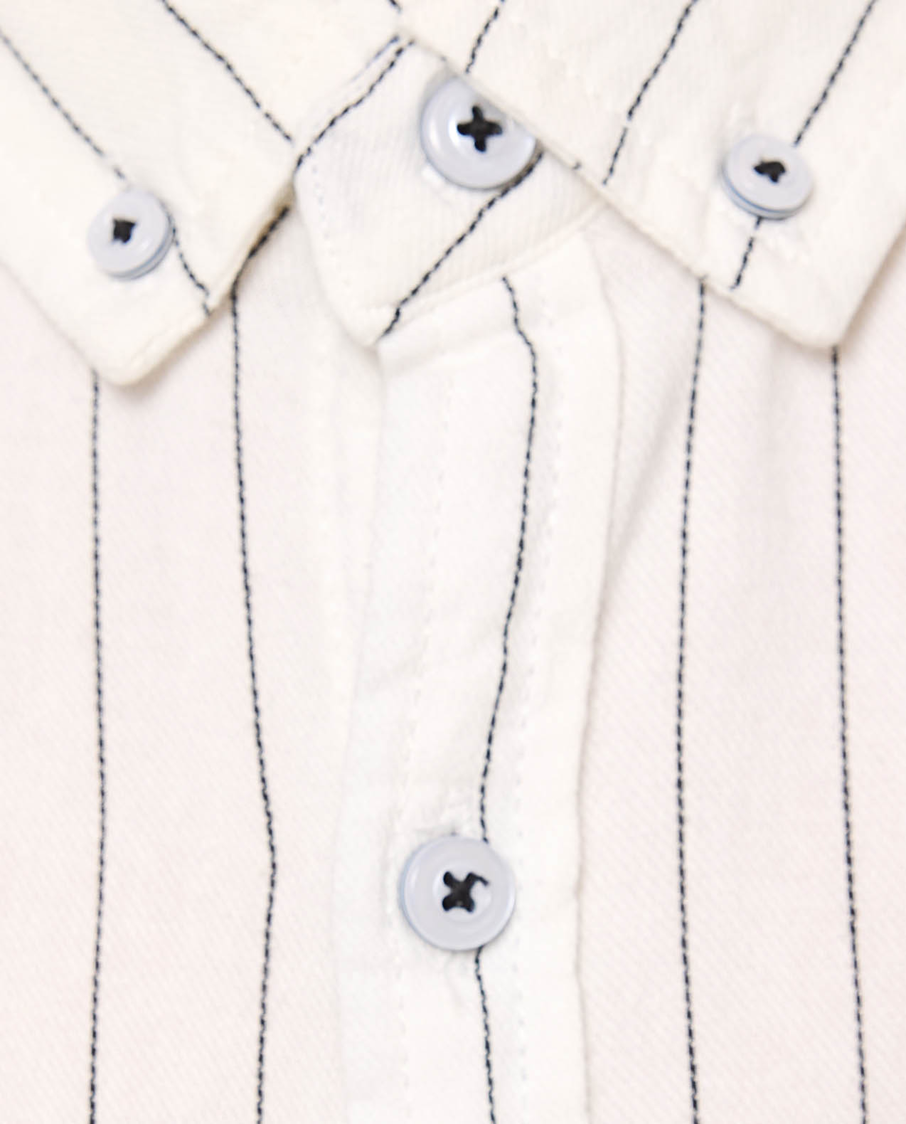 Striped Shirt with Button-Down Collar and Short Sleeves