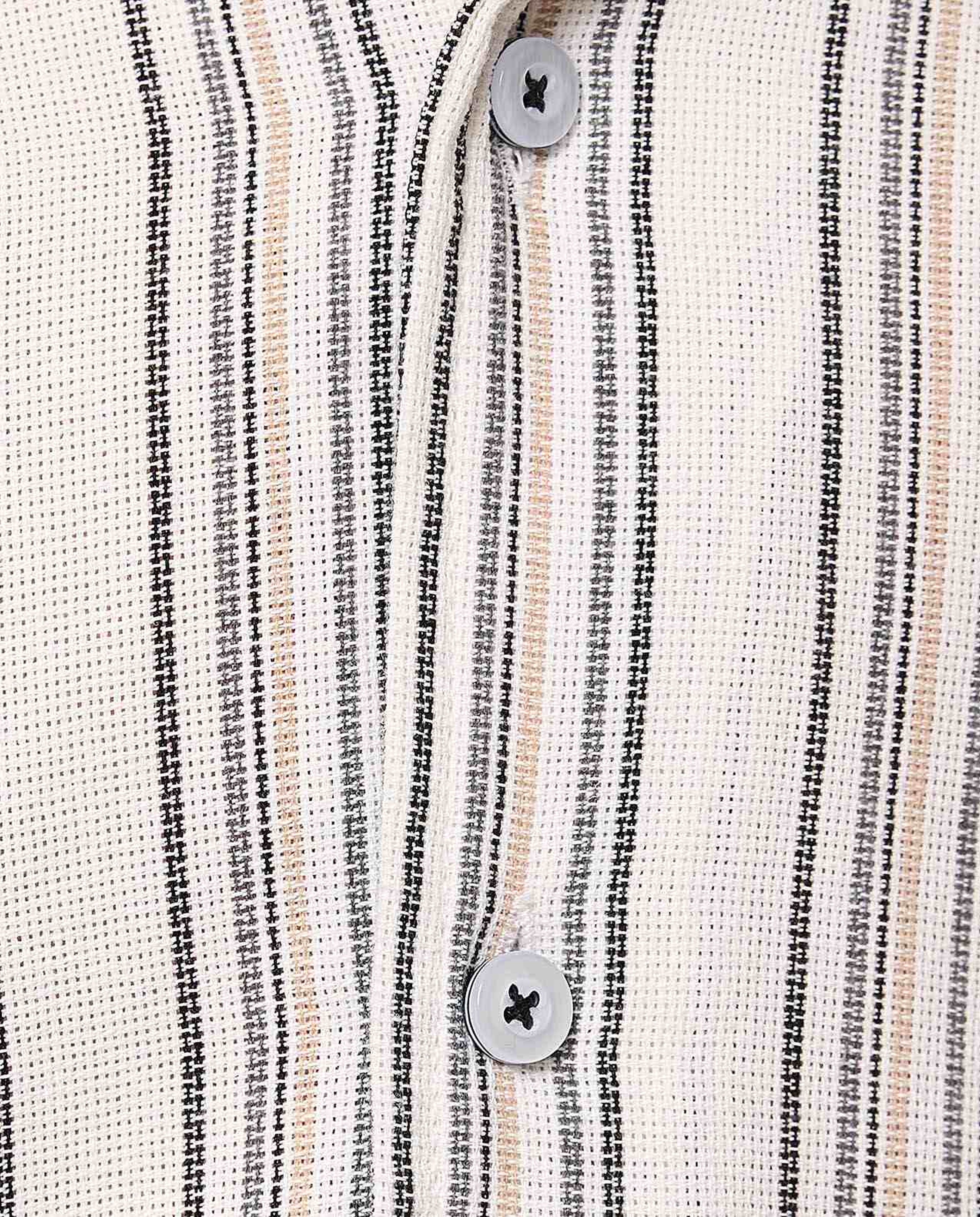 Striped Shirt with Revere Collar and Short Sleeves