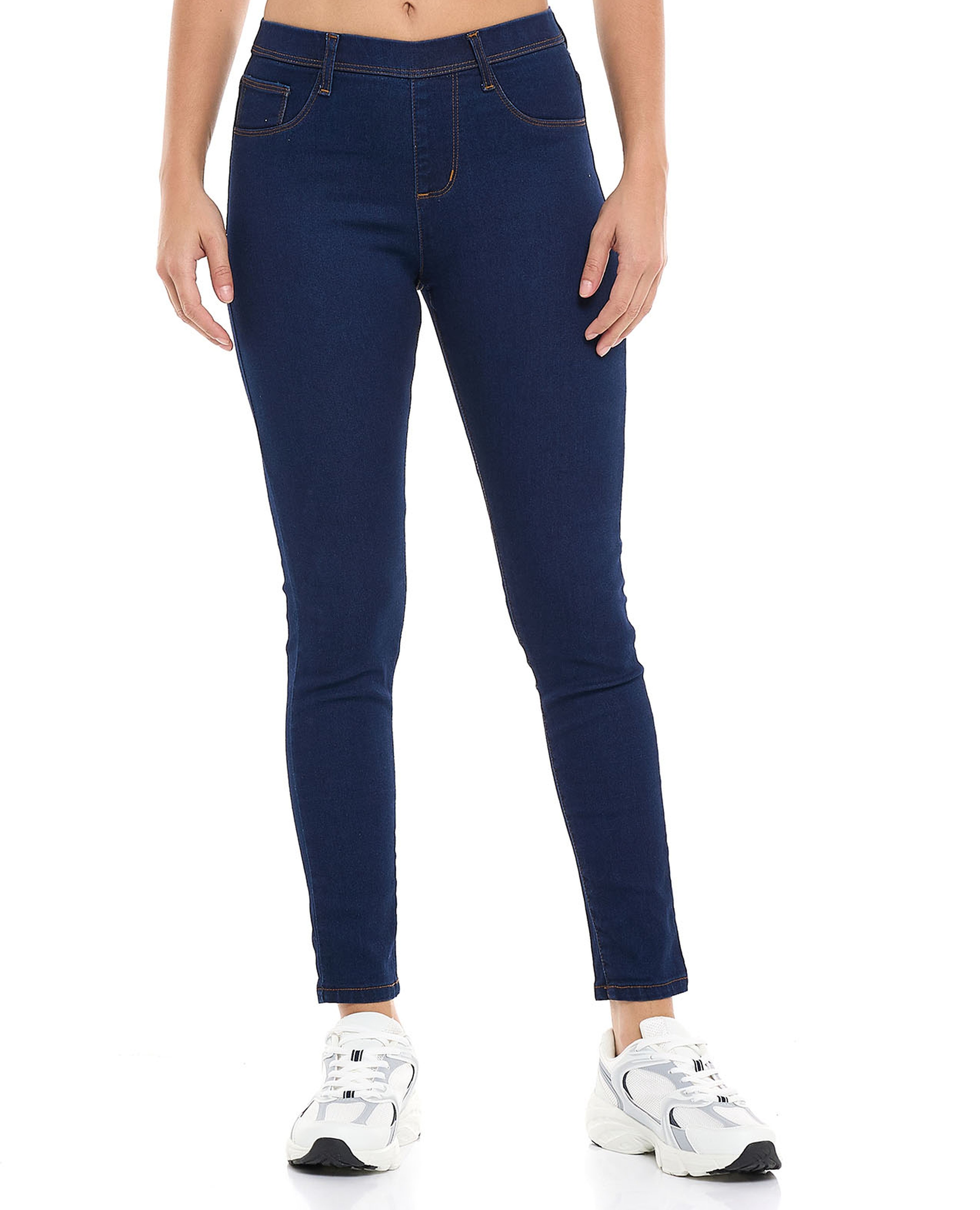 جيغينز بقصة ضيقة سادة بخصر مطاطي