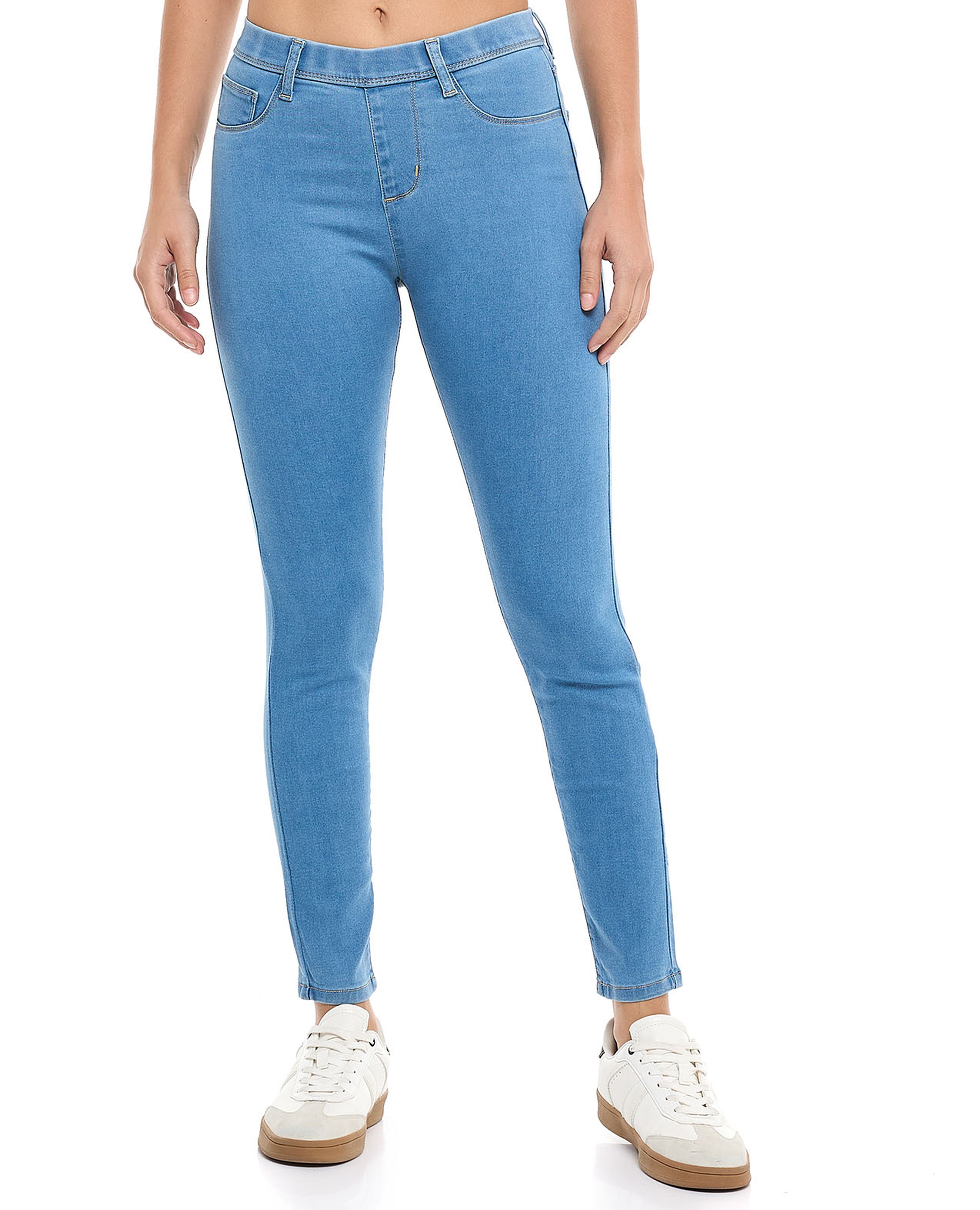 جيغينز بقصة ضيقة سادة بخصر مطاطي