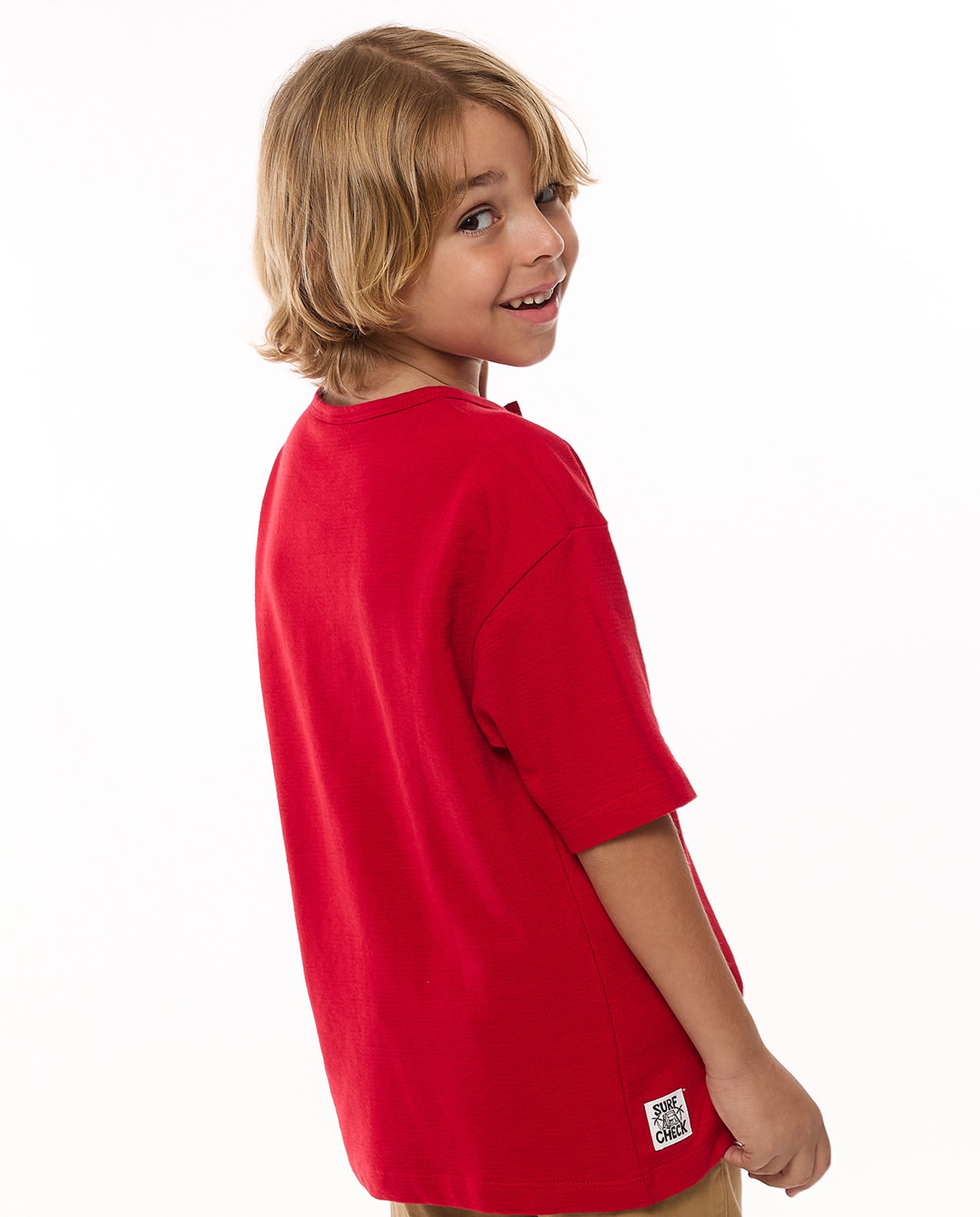 Textured T-Shirt With Henley Neck And Short Sleeves