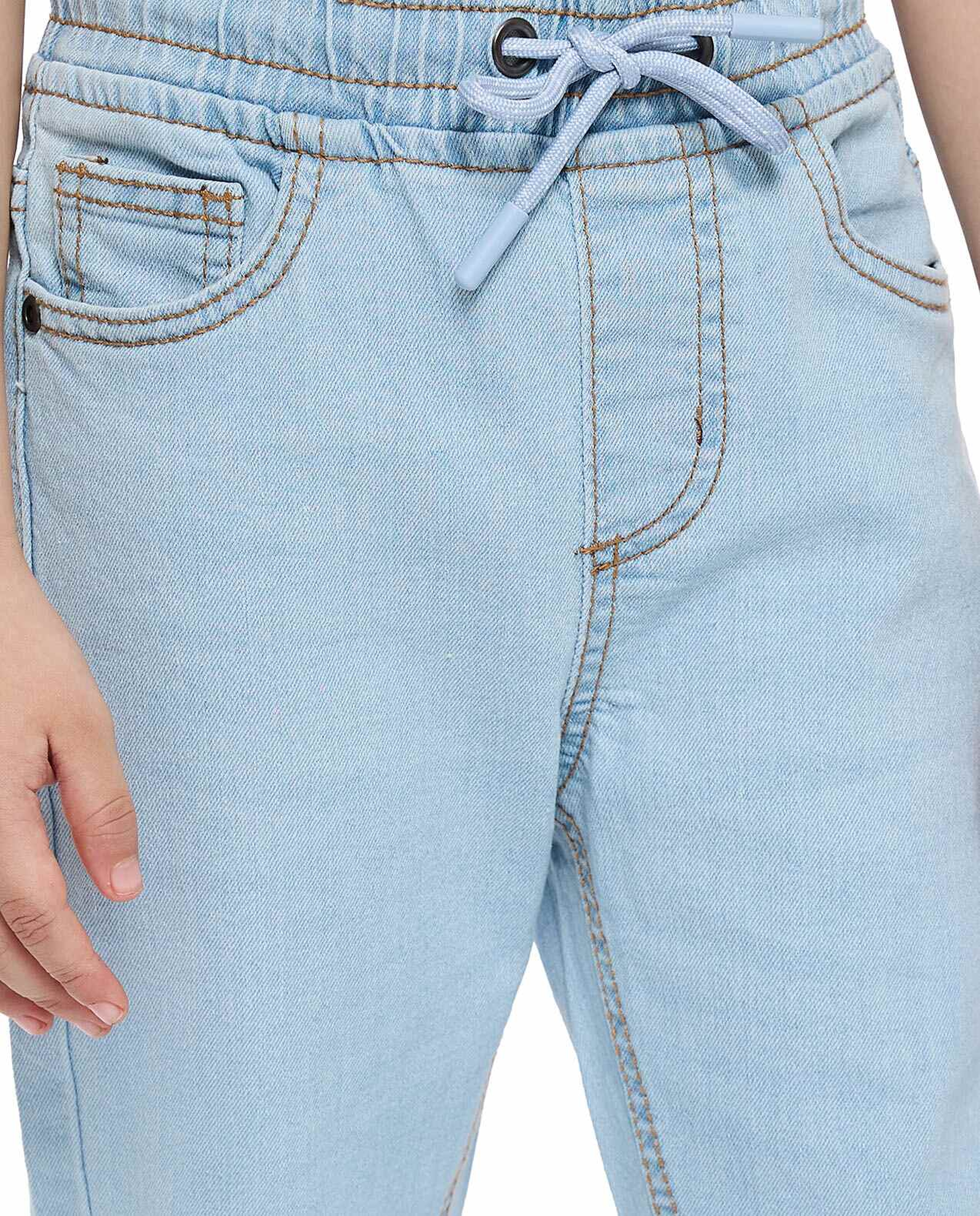 Faded Regular Fit Jeans with Button Closure