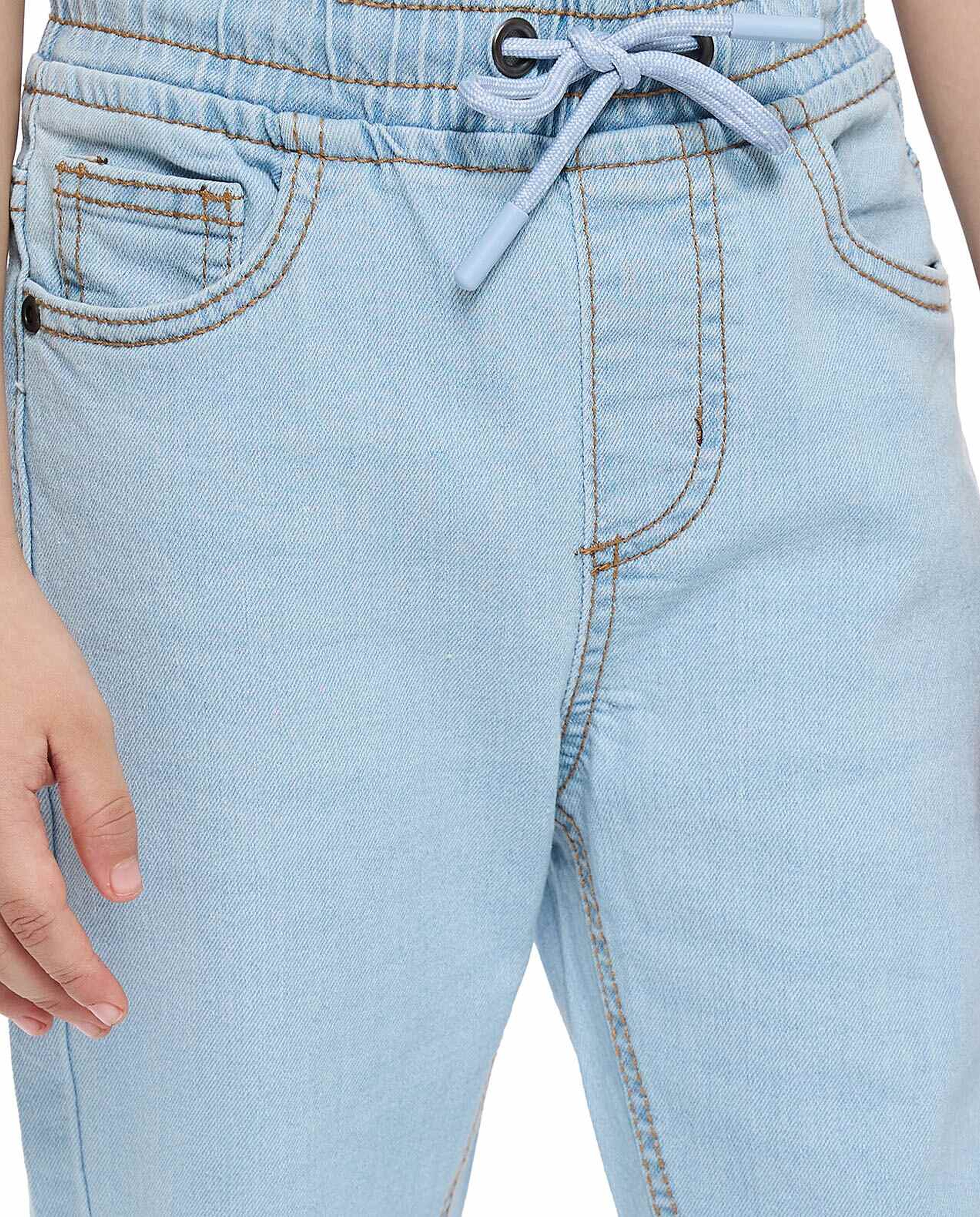 Faded Regular Fit Jeans with Button Closure