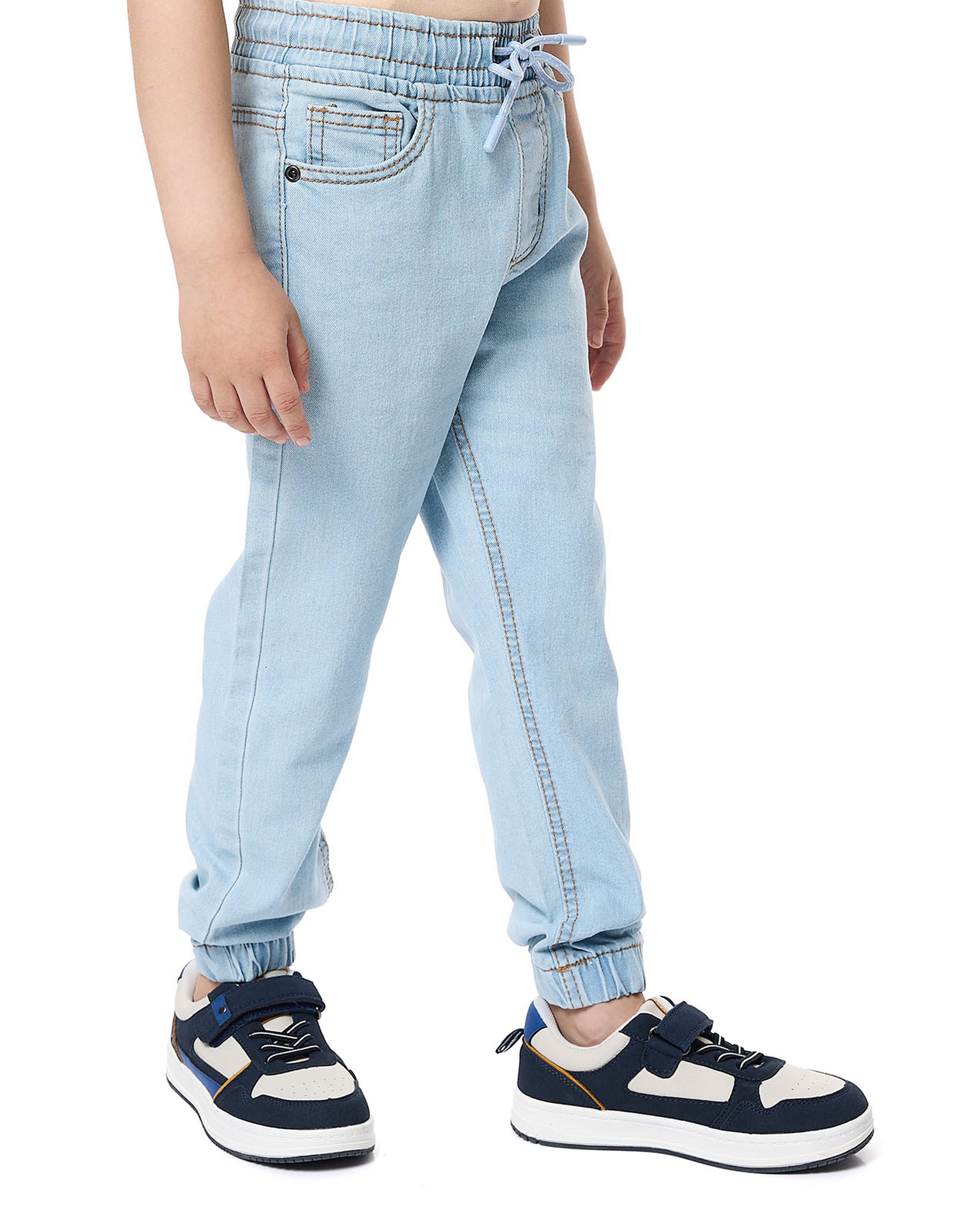 Faded Regular Fit Jeans with Button Closure