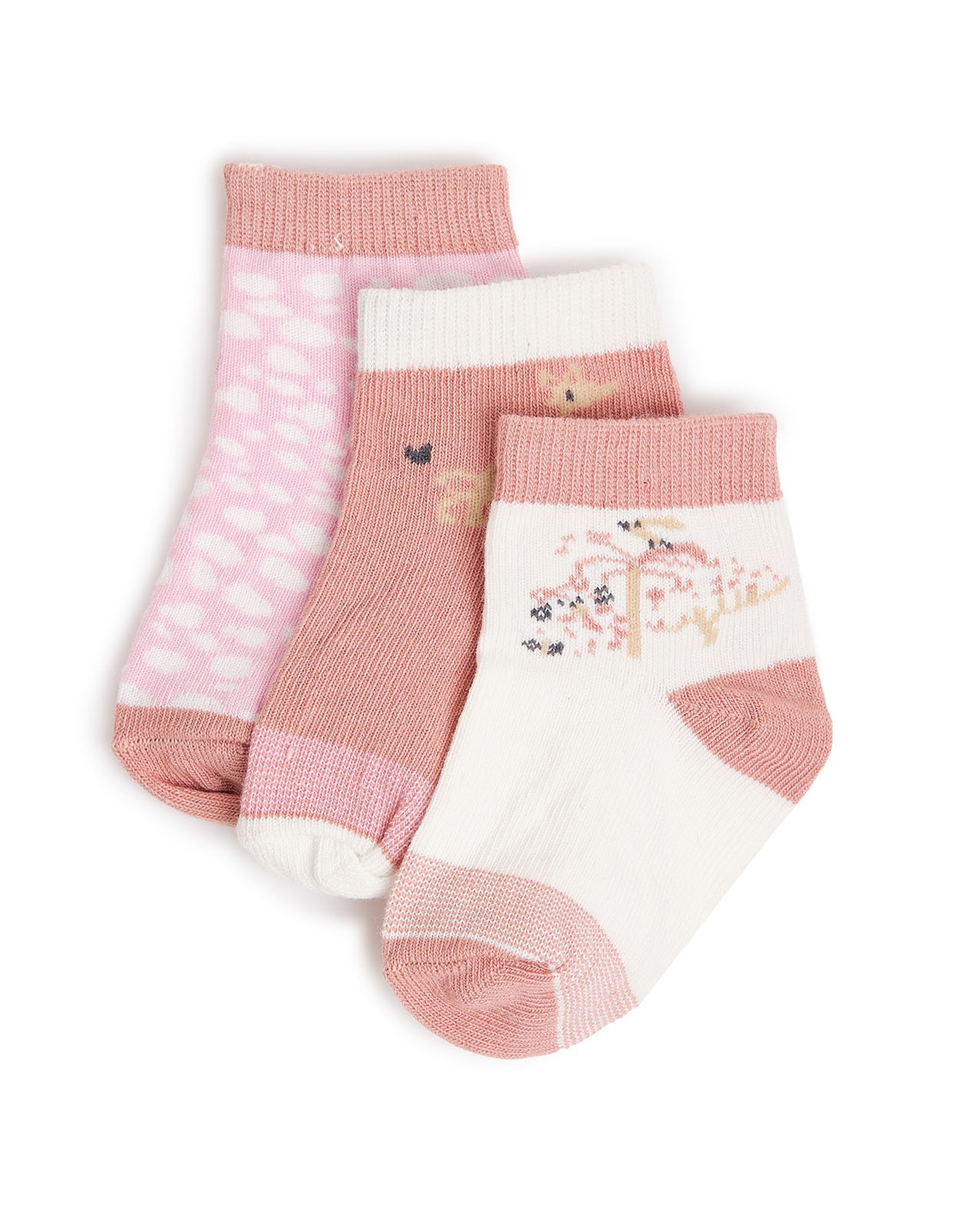 جوارب مطبوعة بطول الكاحل - 3 أزواج