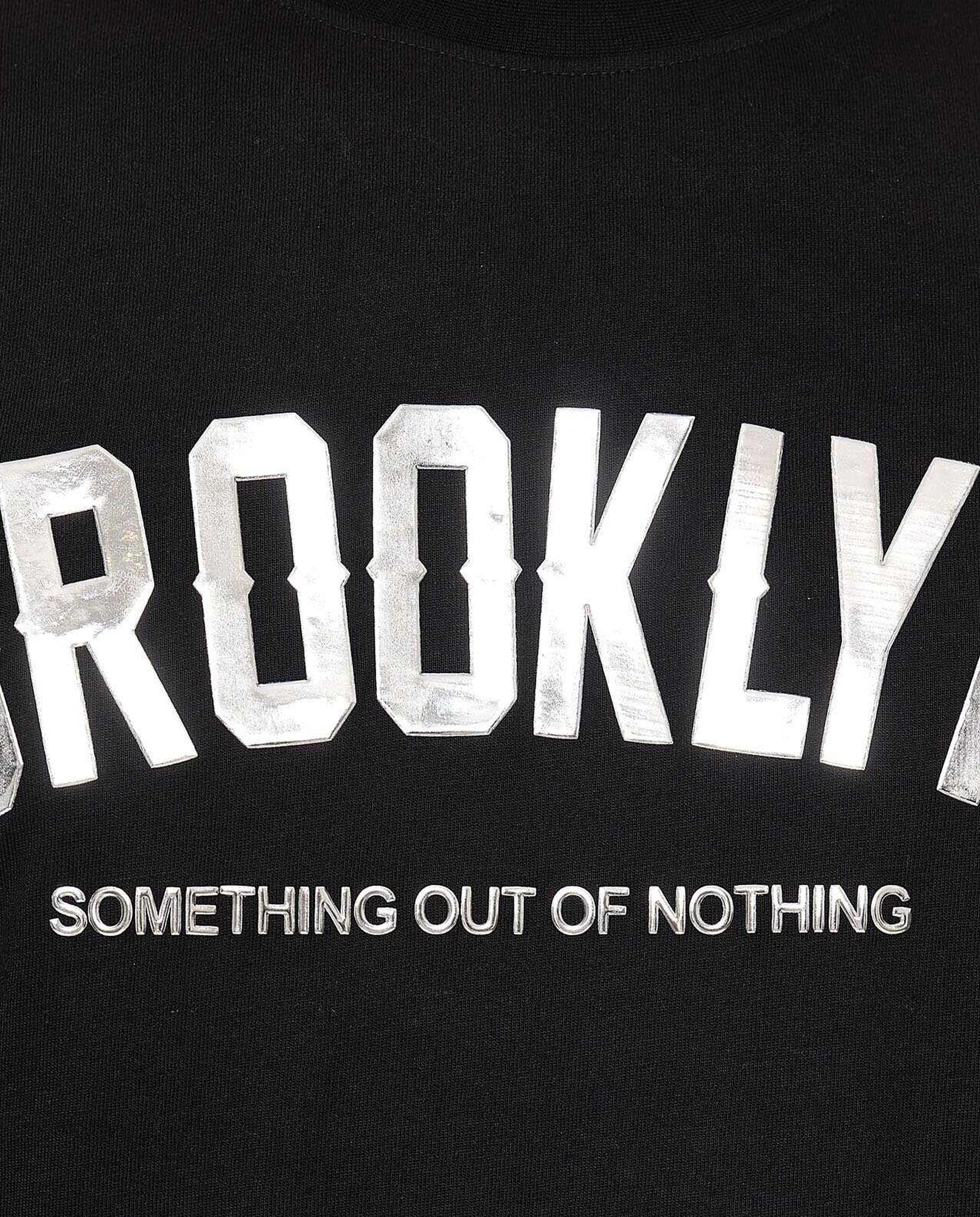 Typography Print T-Shirt with Crew Neck and Short Sleeves