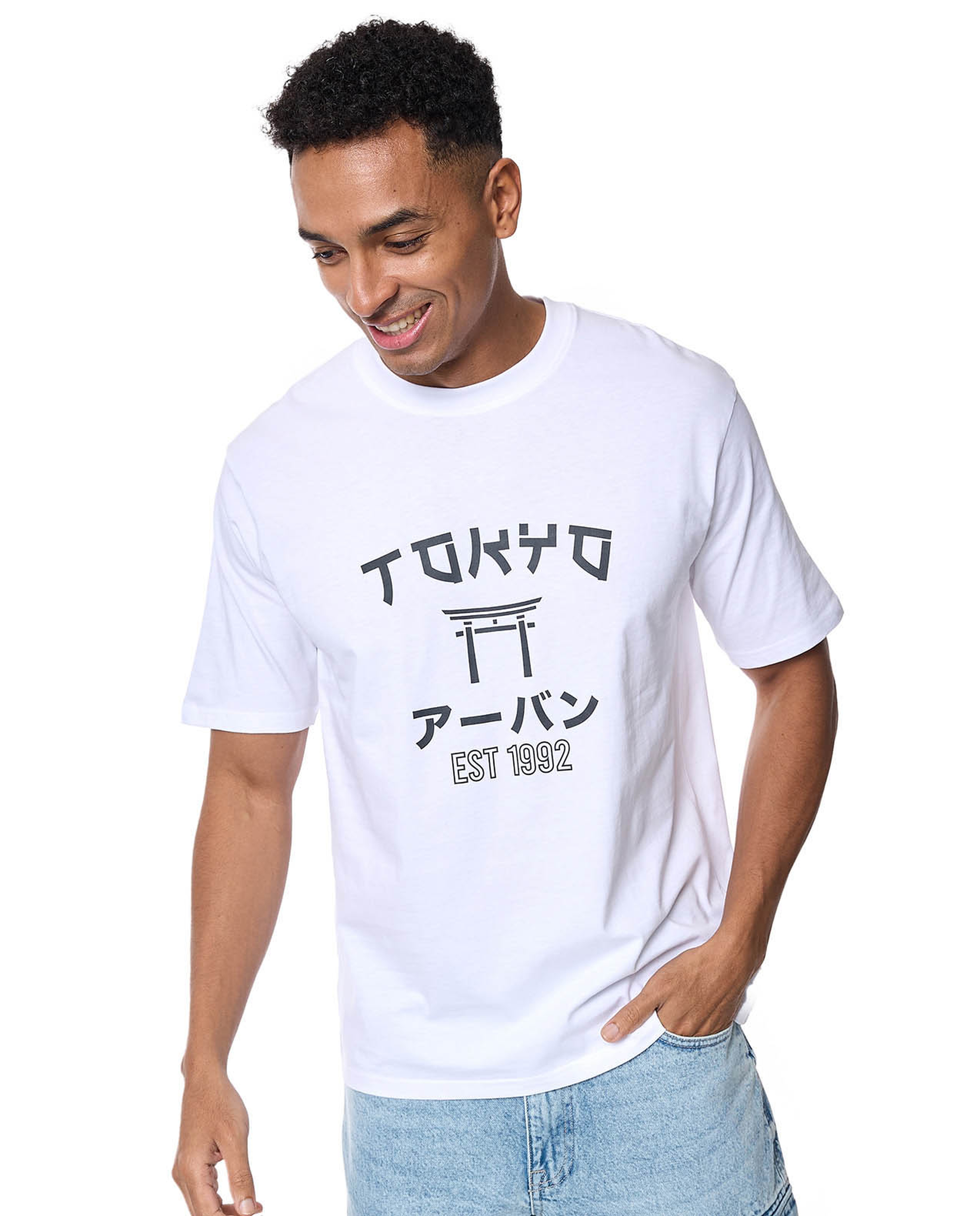 Printed T-Shirt with Crew Neck and Short Sleeves