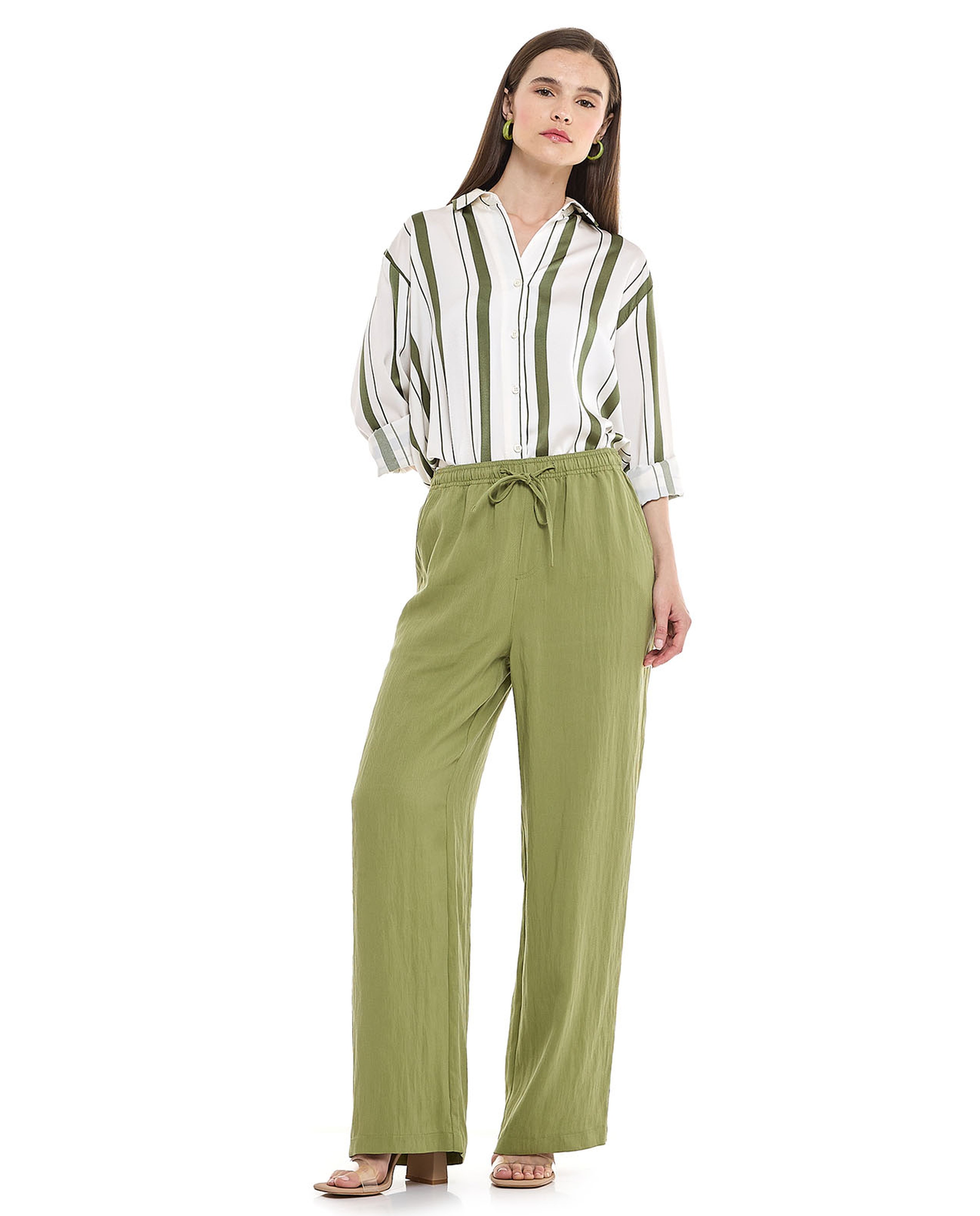 Solid Pants with Drawstring Waist